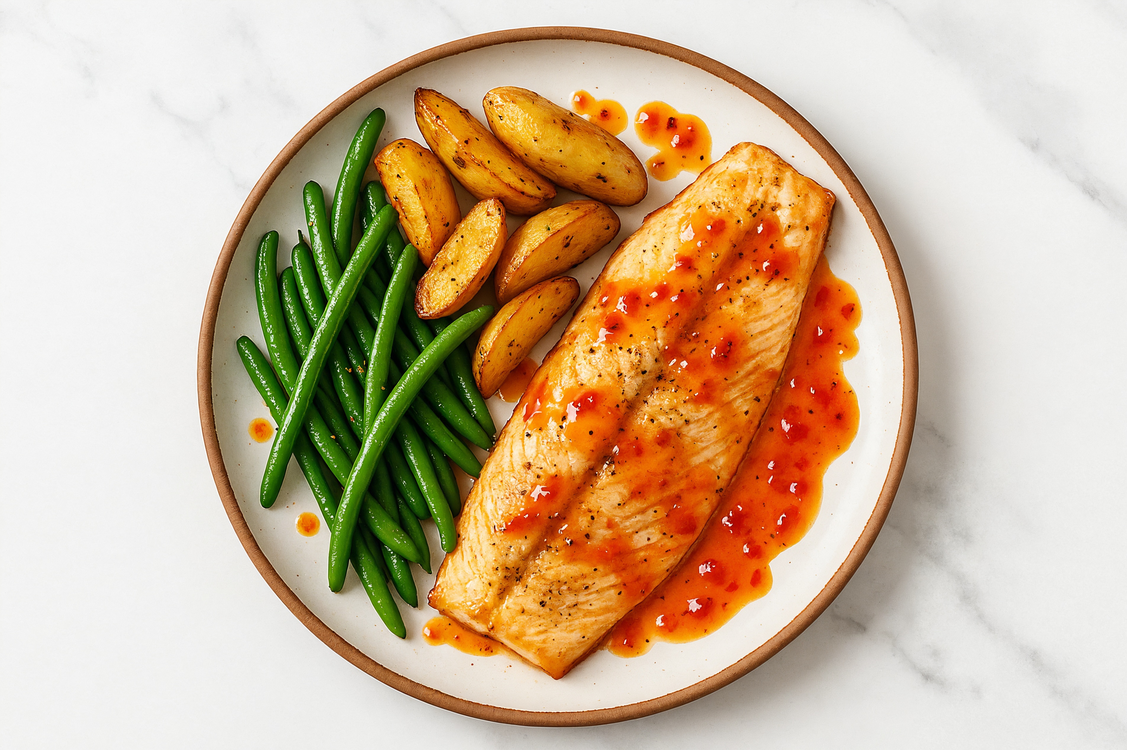 Sweet Chili Steelhead Trout with Fingerling Potatoes & Green Beans