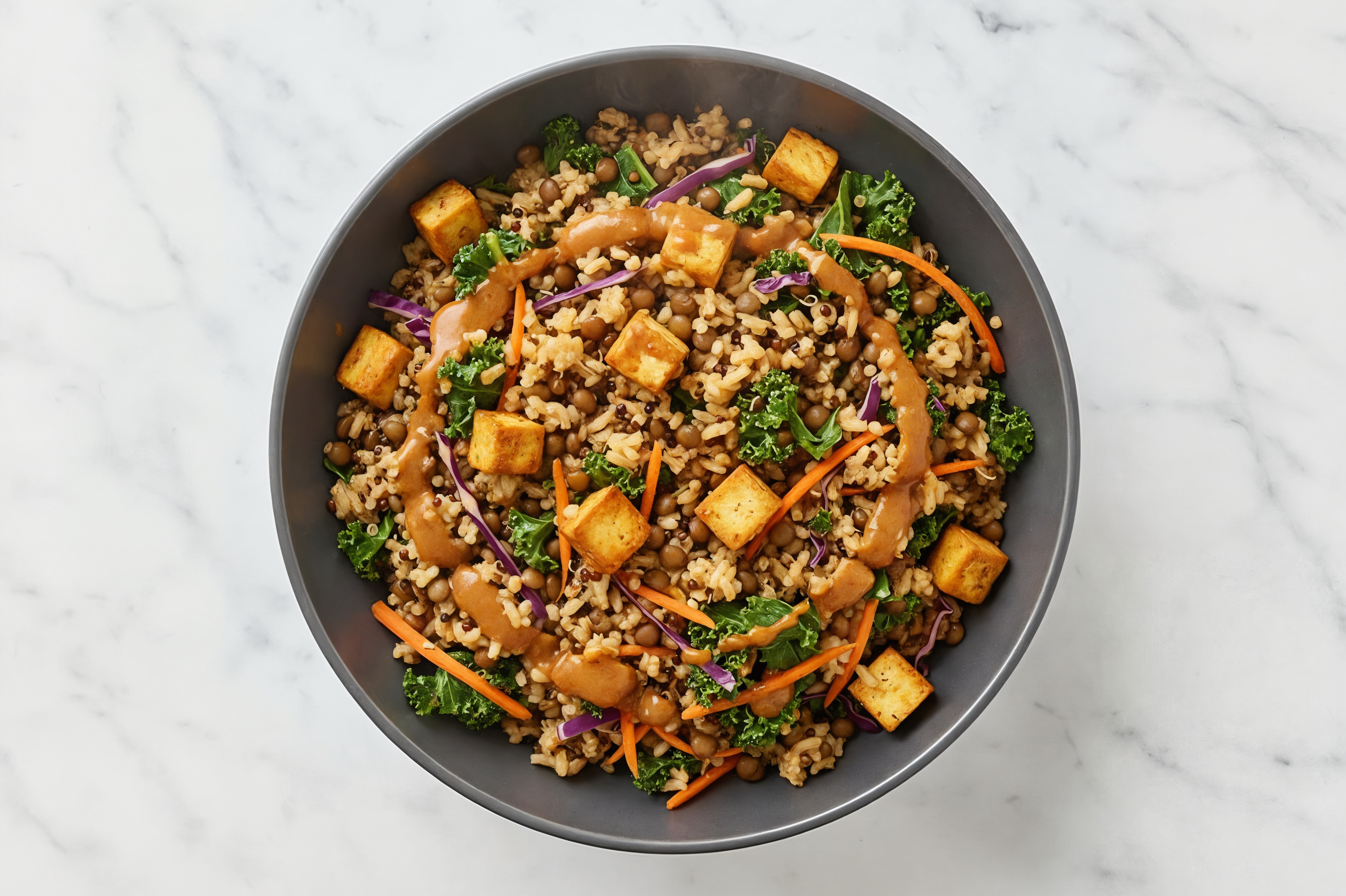Gingery Tofu + Rainbow Veggie Protein Bowl