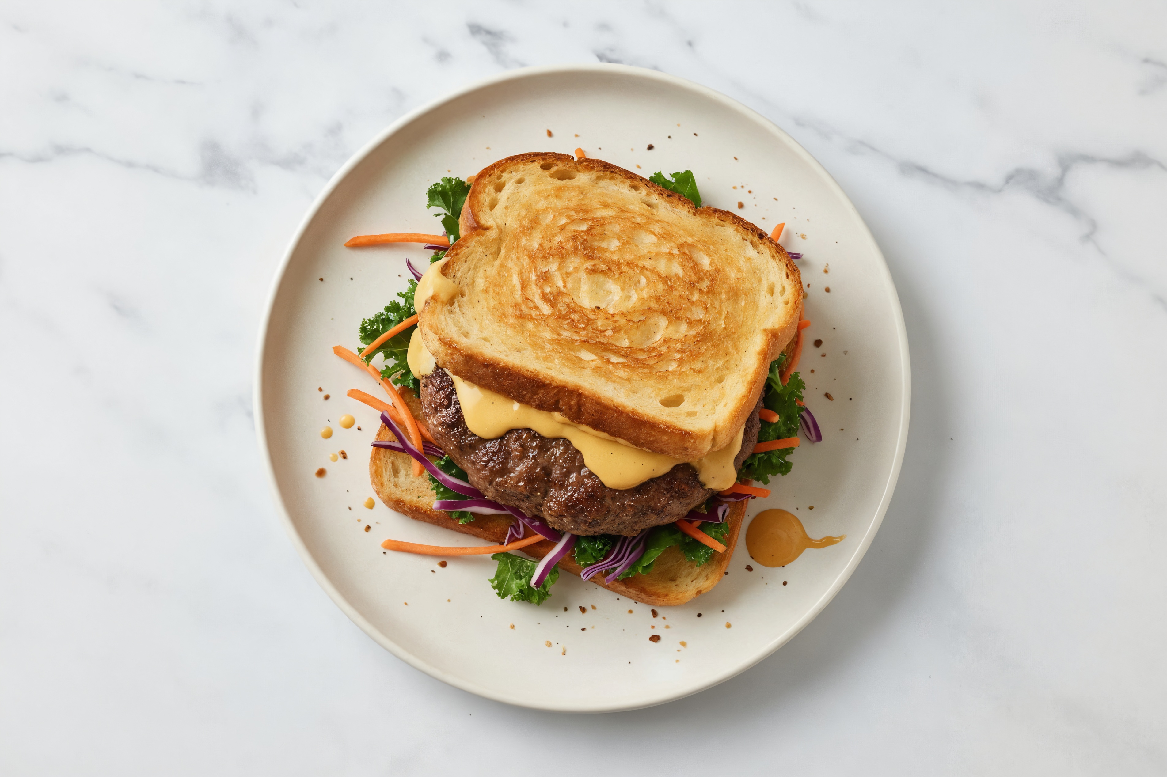 Rainbow Veggie Beef Burger on GF Bread with Special Sauce