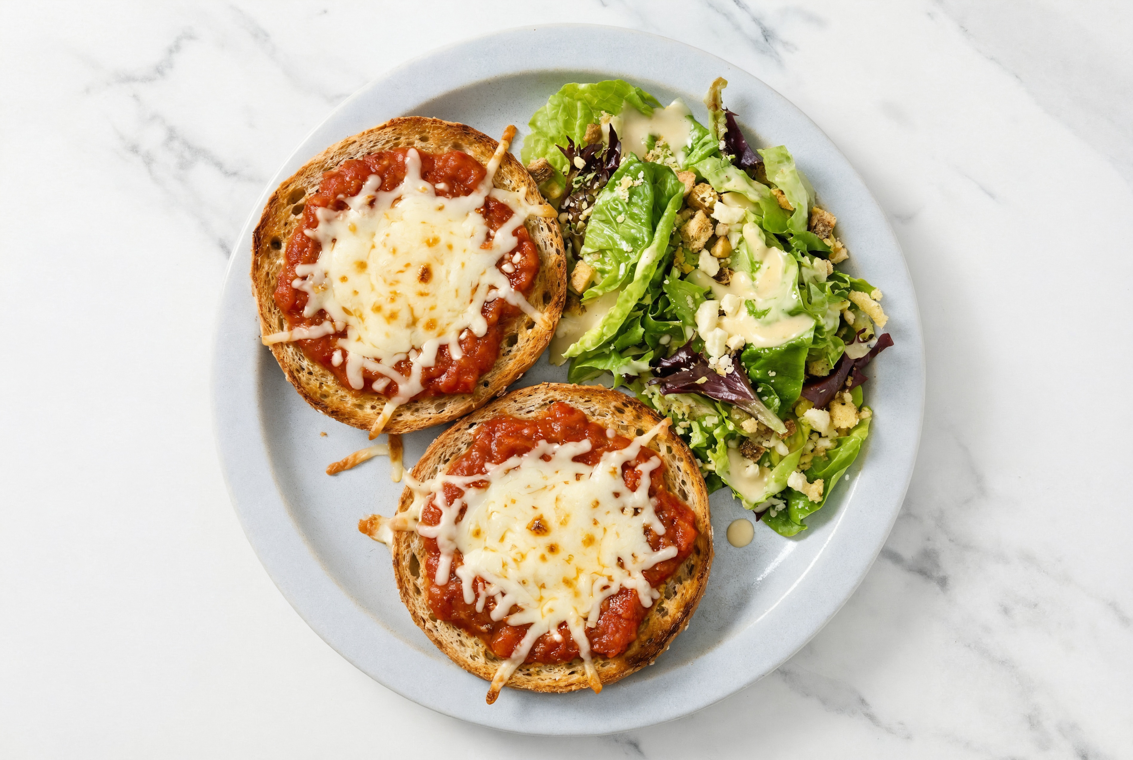 Air Fryer Multigrain Pizzas + Little Gem Salad