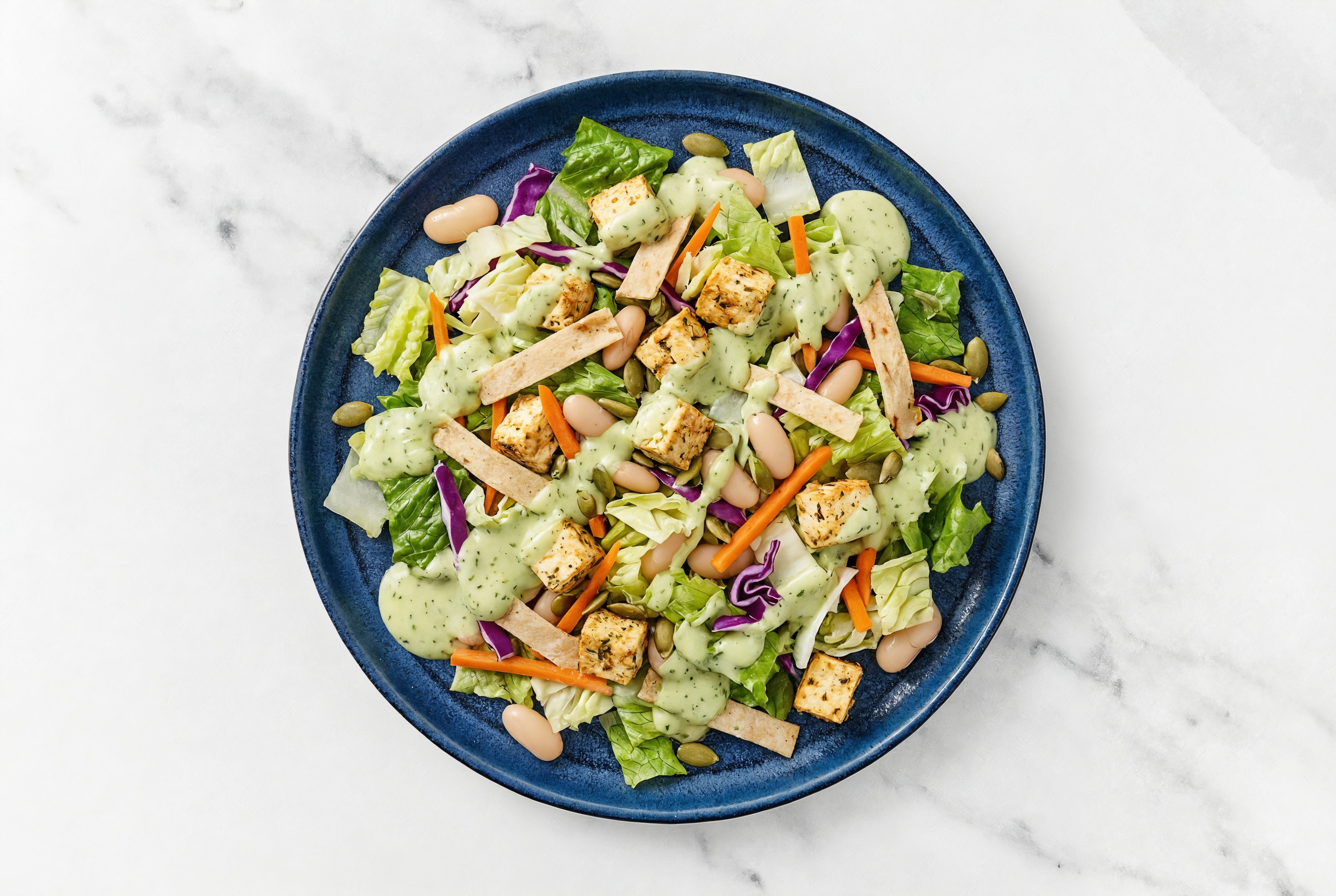 Tofu + Cannellini Bean Green Goddess Salad