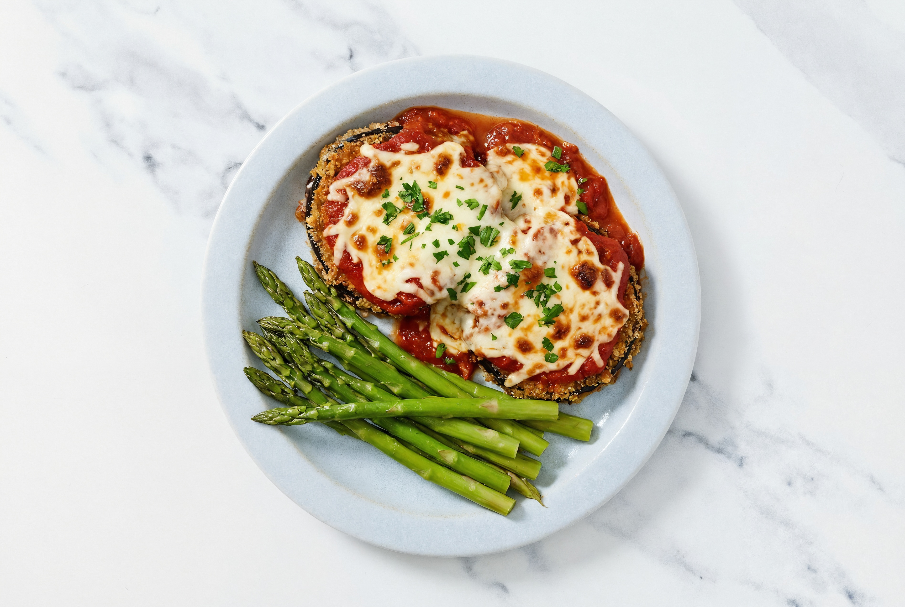 Eggplant Parmesan with Asparagus