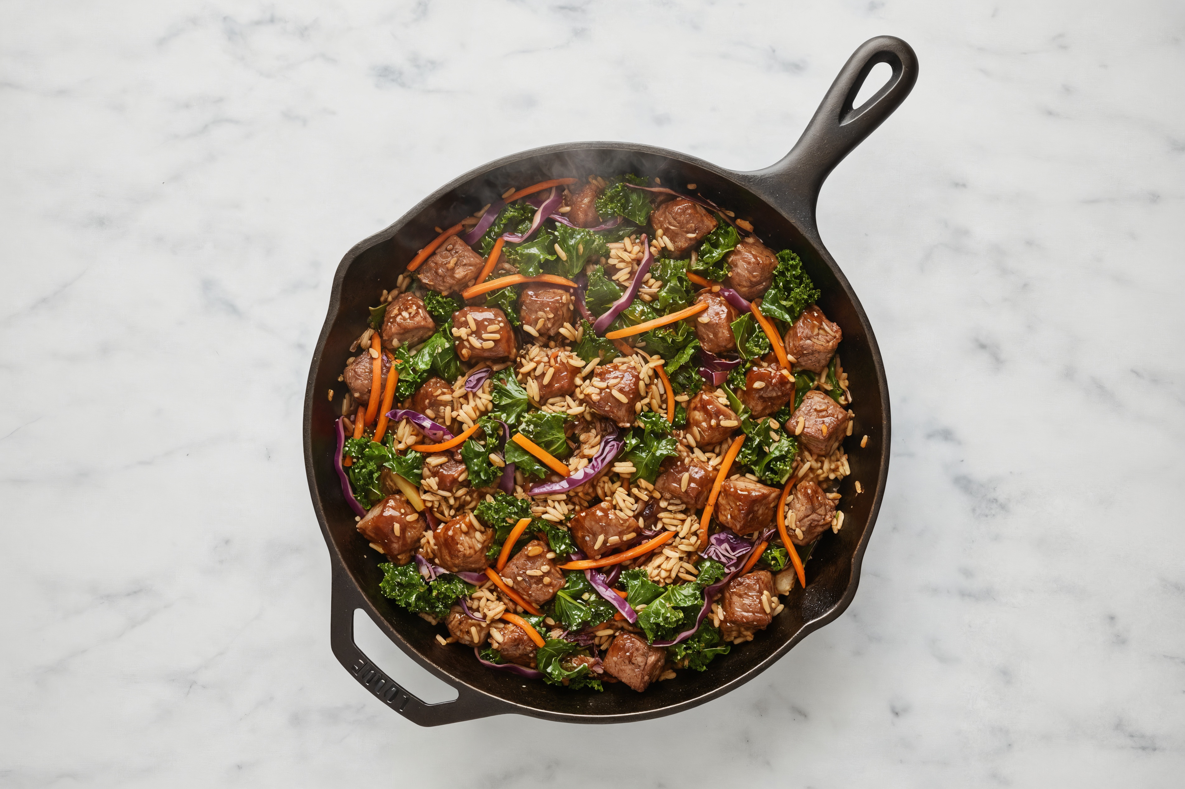 Japanese Bbq Rainbow Veggie + Lamb Stir-Fry with Long Grain White Rice