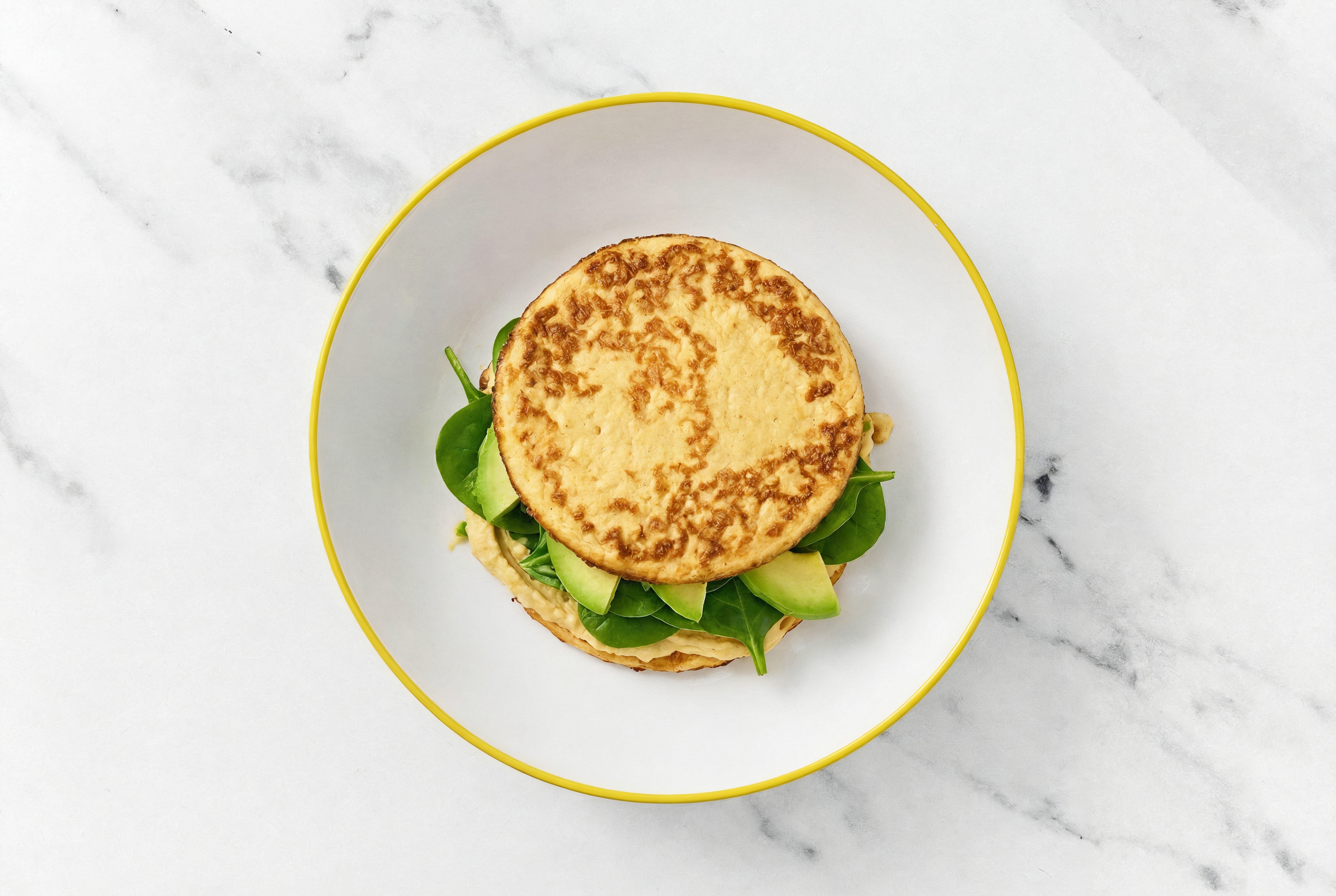 Lemony French Onion Hummus + Avo Sandwich on Cauli Thin