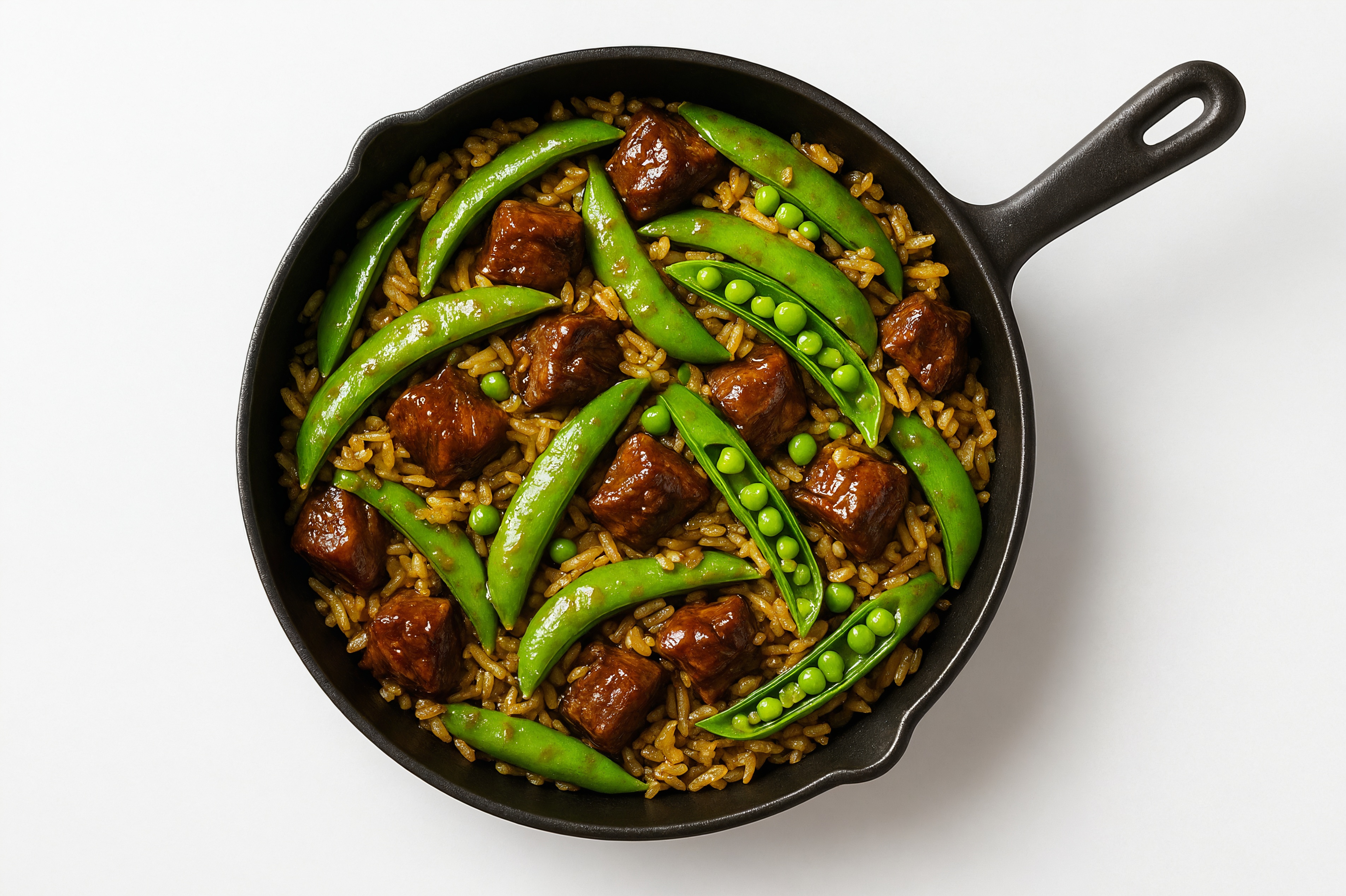 Teriyaki Pea Snap + Bison Stir-Fry with Seasoned Jasmine Rice