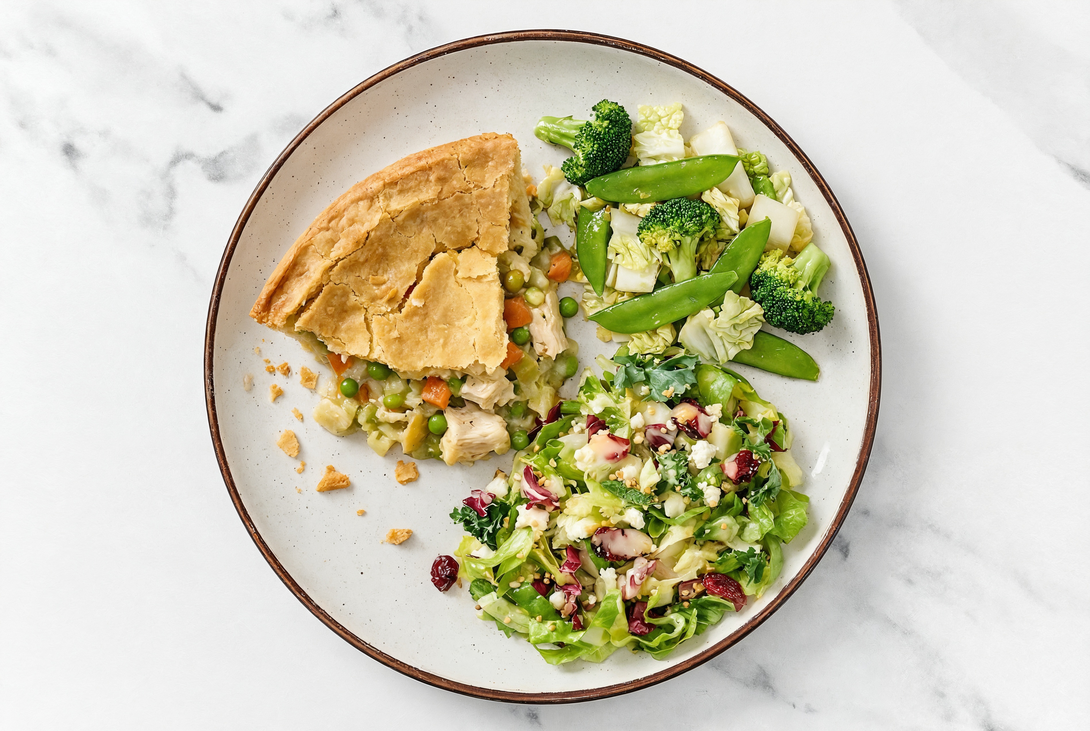 Chicken Pot Pie with Bok Choy & Honey Citrus Salad