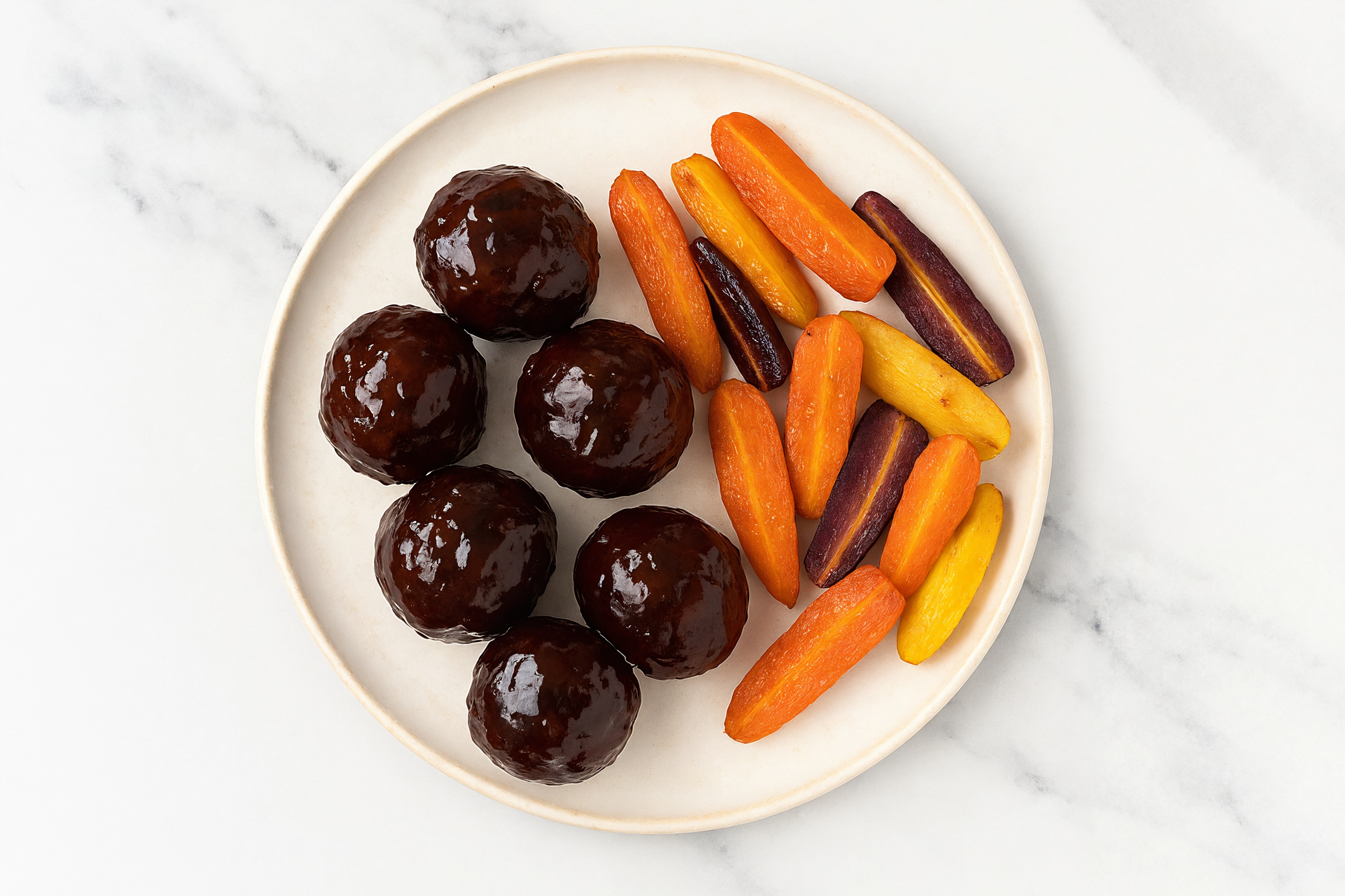 Teriyaki Roasted Bison Meatballs & Baby Carrots