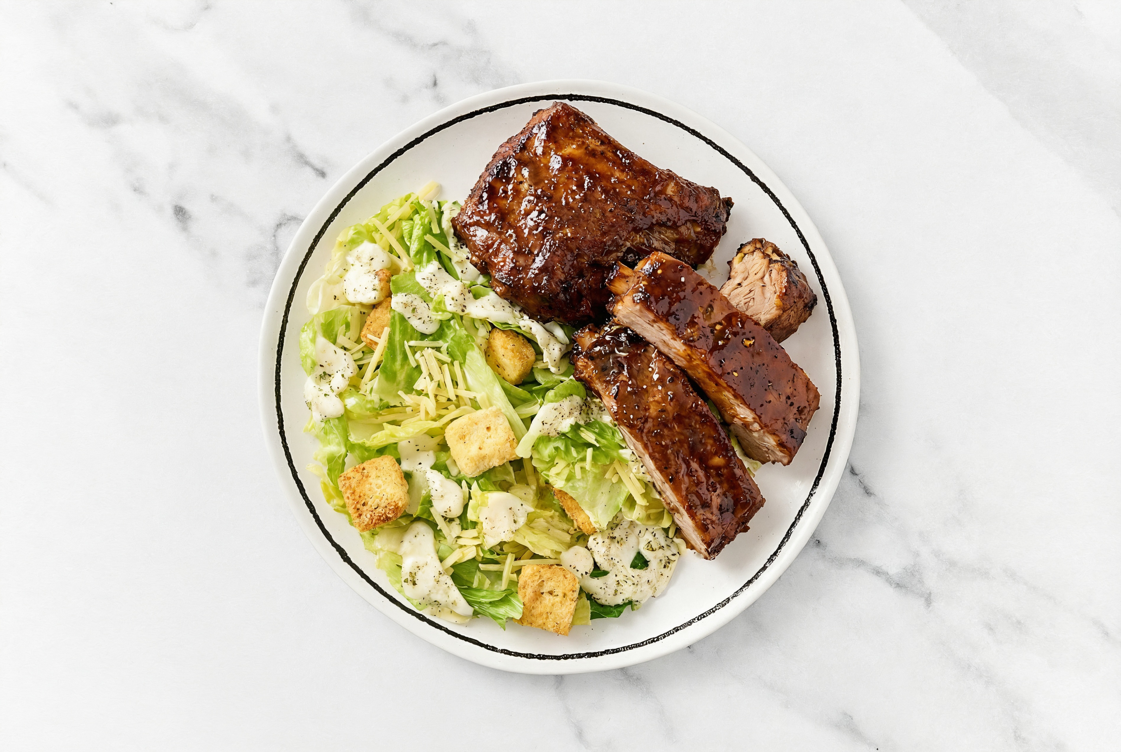 Easiest Hickory BBQ Baby Back Ribs + Caesar Salad