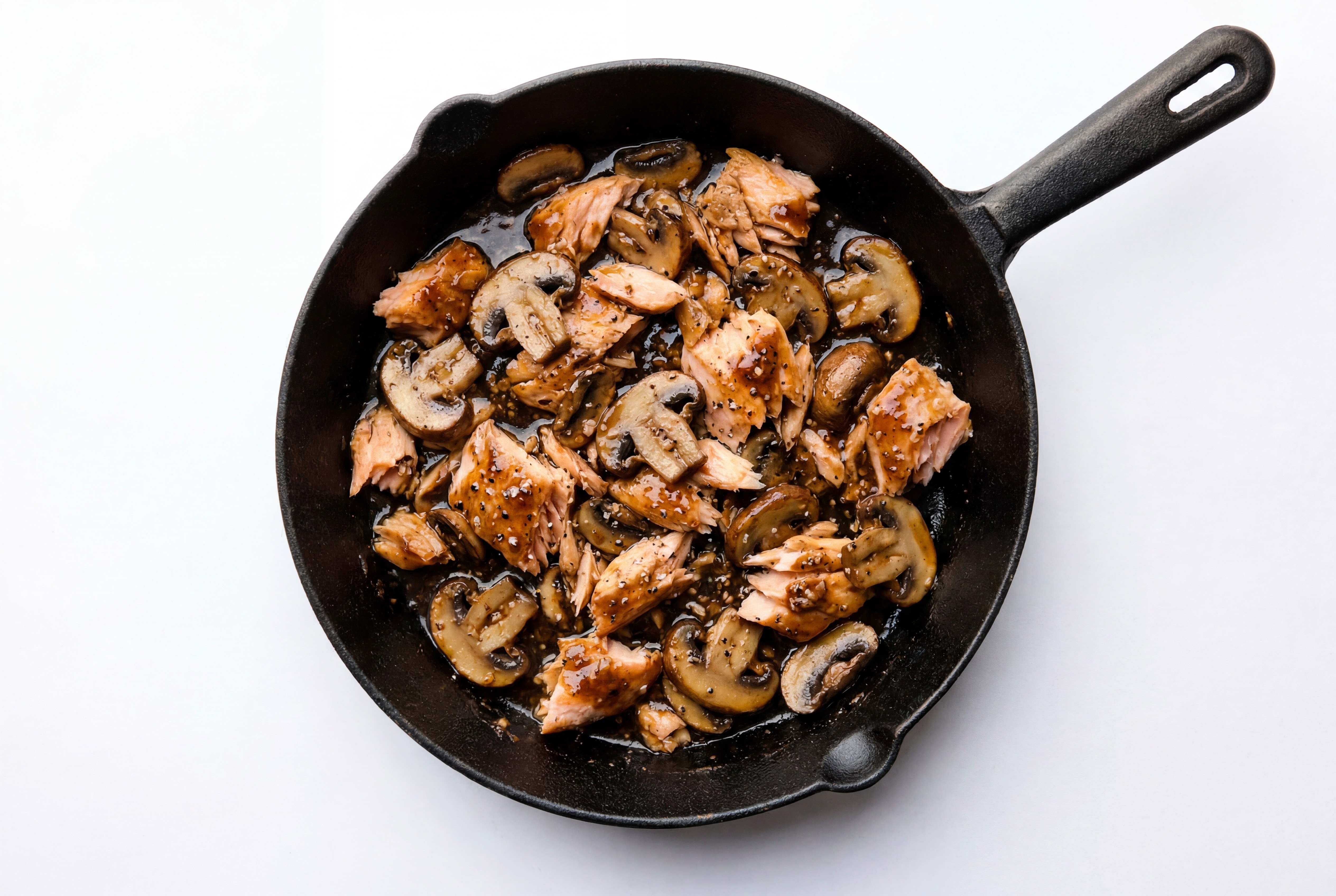 Tangy Pepper Salmon Stir-Fry with Mushrooms