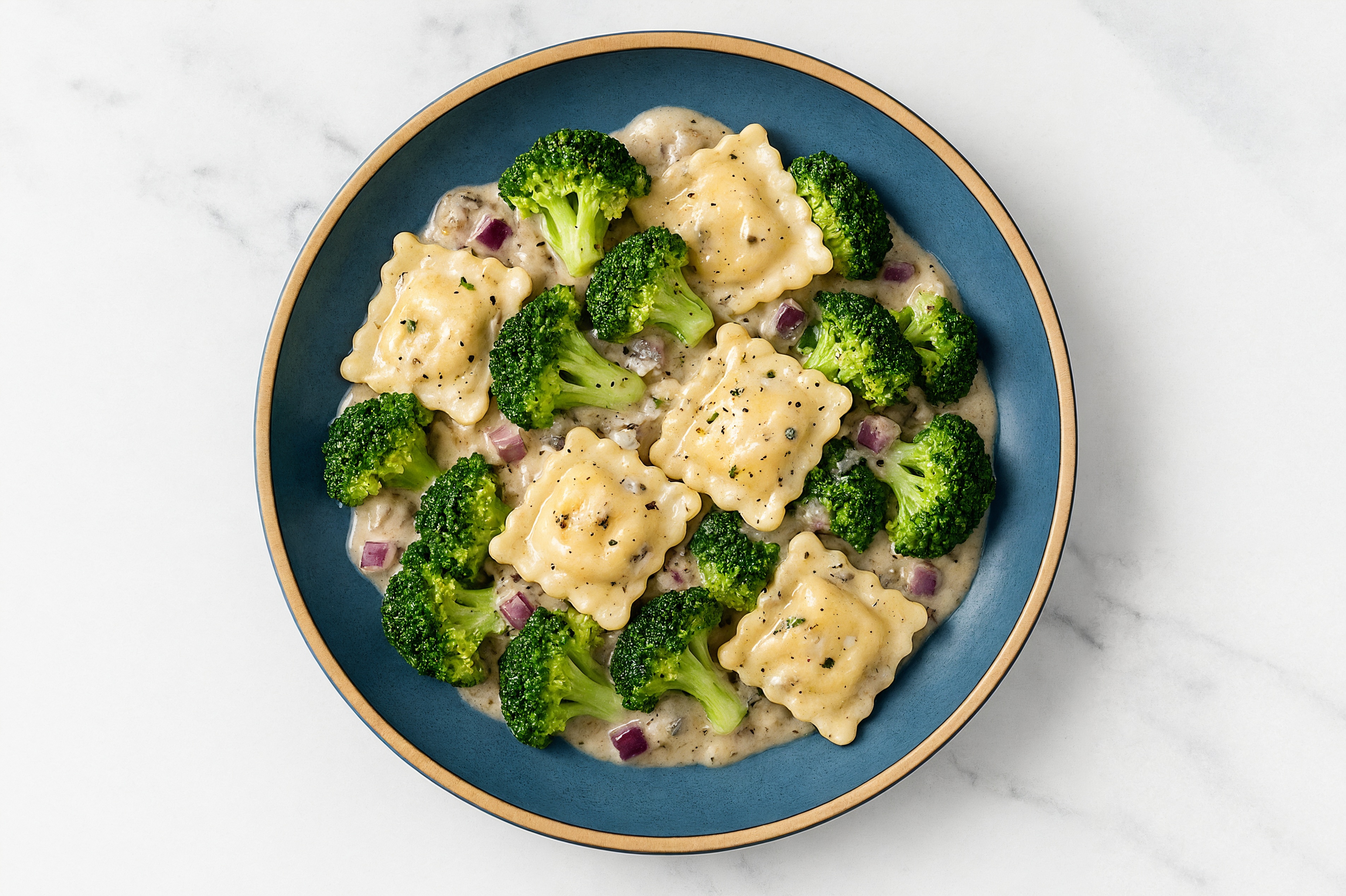 Creamy Ravioli Truffle with Organic Broccoli