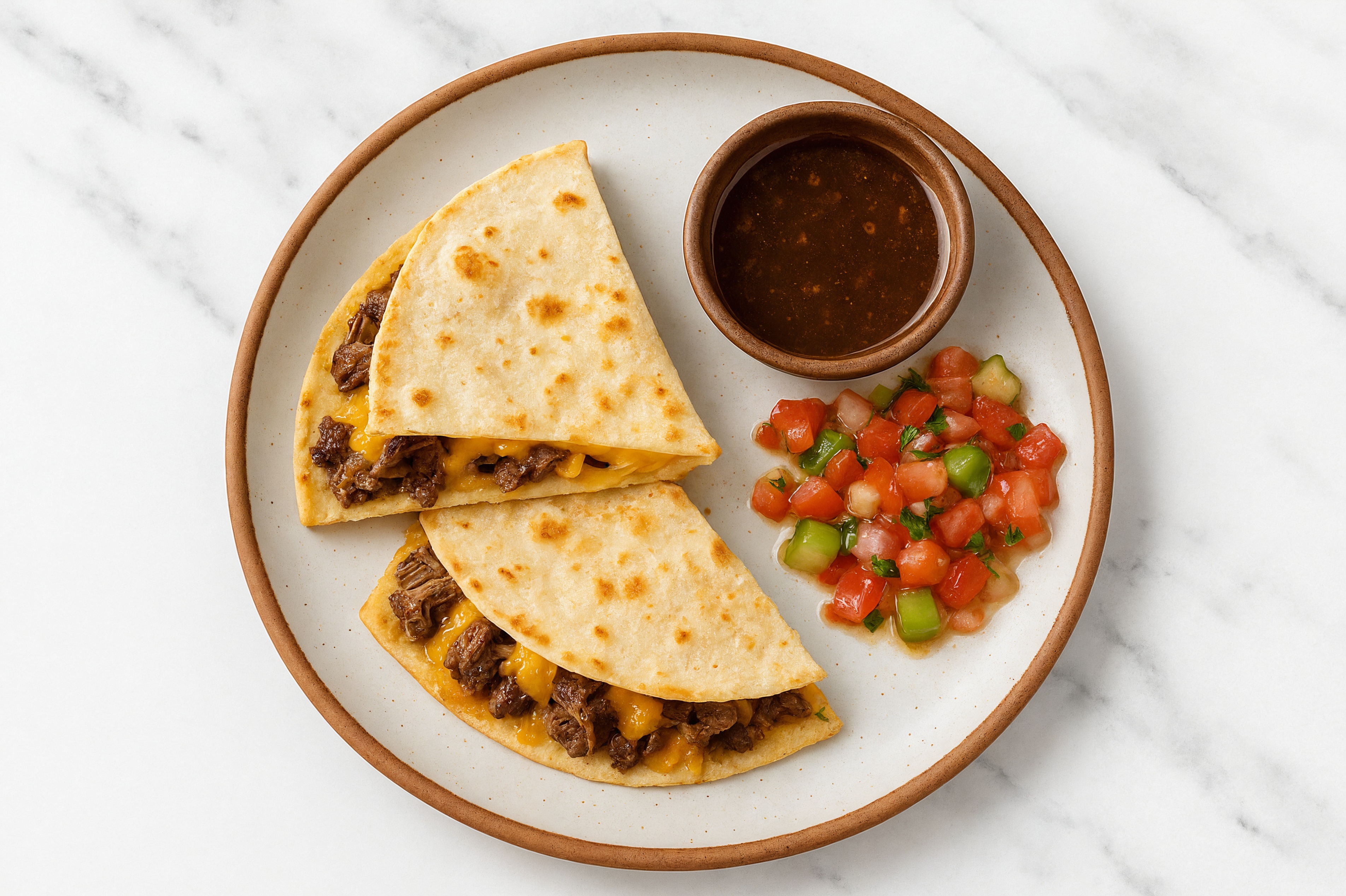Birria Style Taco with Pico De Gallo with Shredded Sharp Cheddar Cheese
