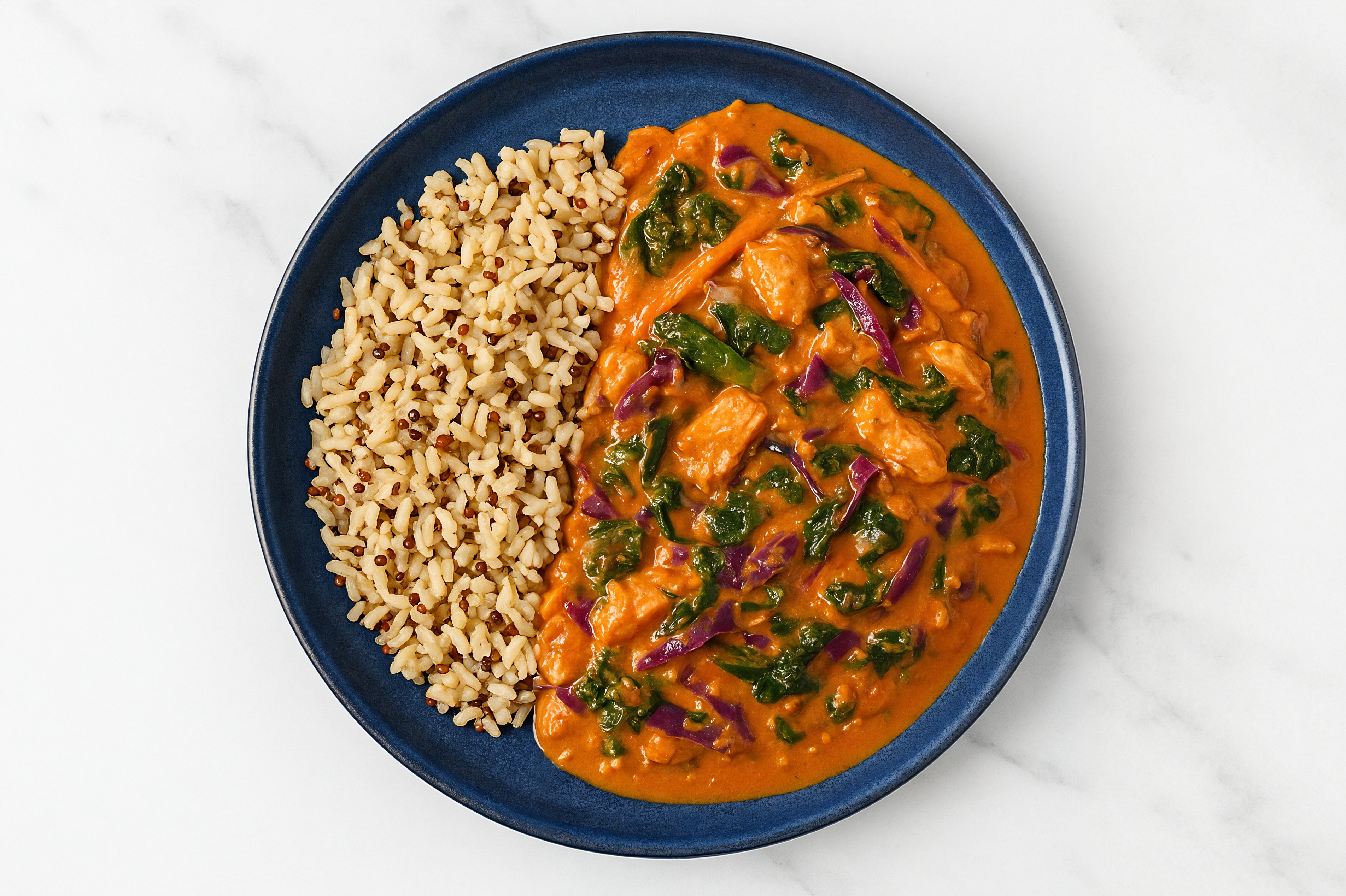 Salmon & Tikka Masala Stew with Veggies & Brown Rice