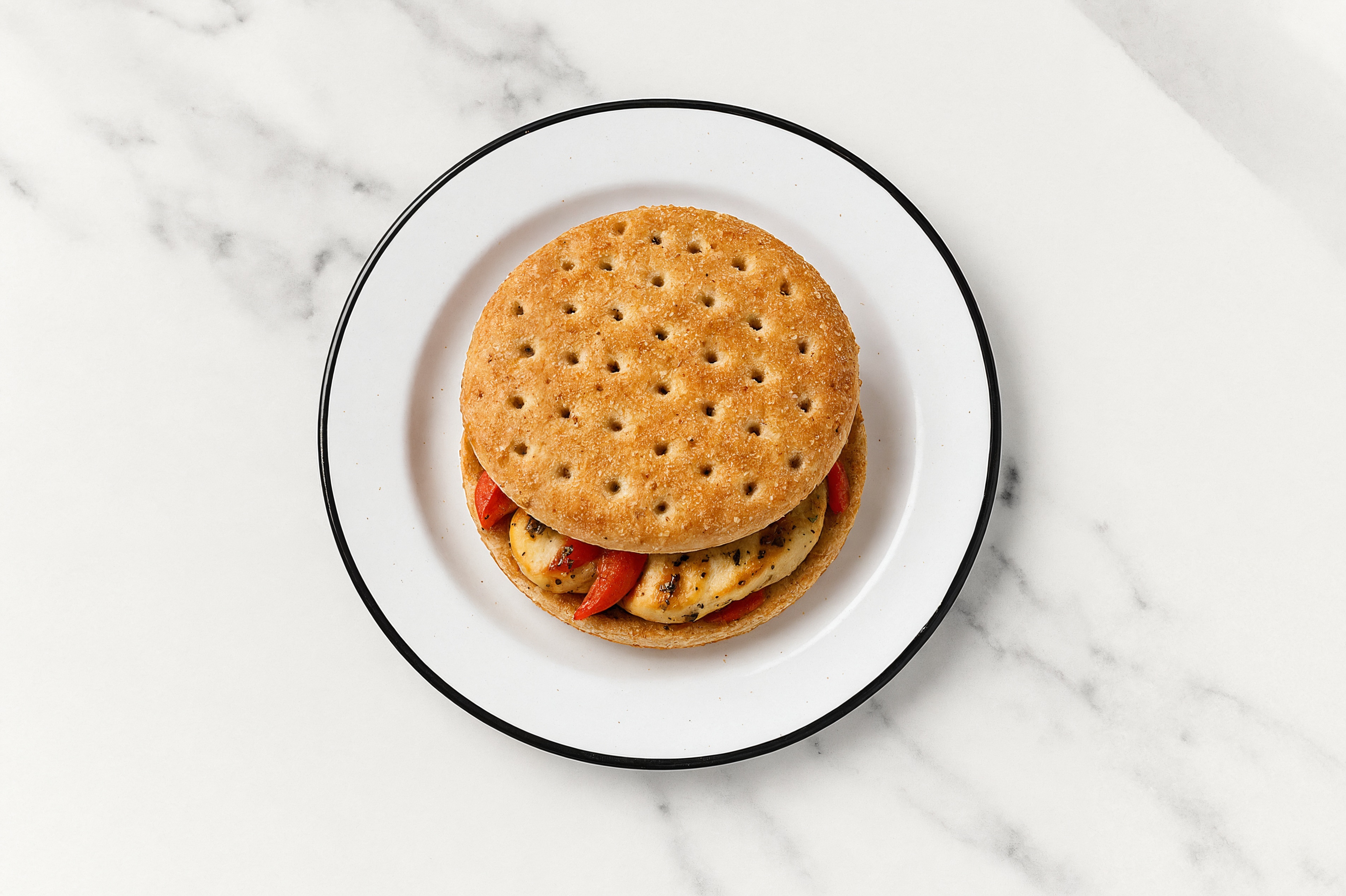 Garlic and Herb Chicken + Organic Peppers Sandwich