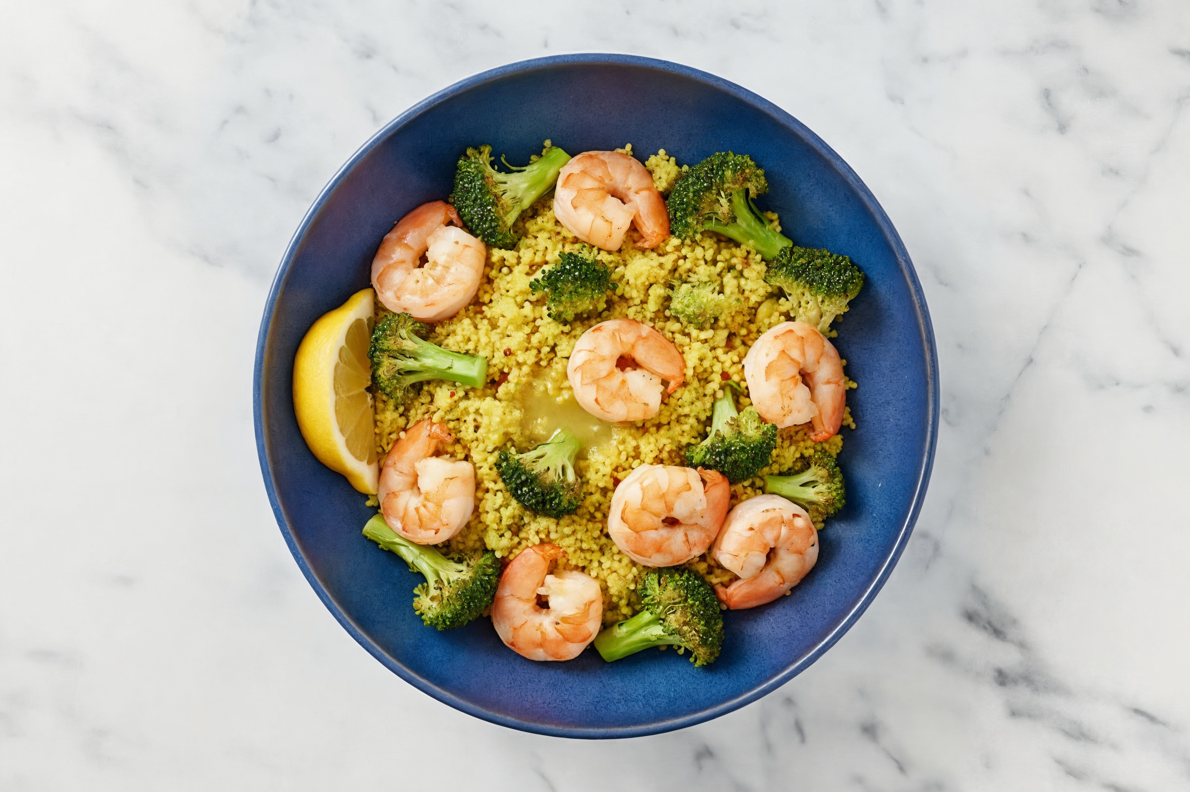 Lemony Jumbo Shrimp + Broccoli Couscous