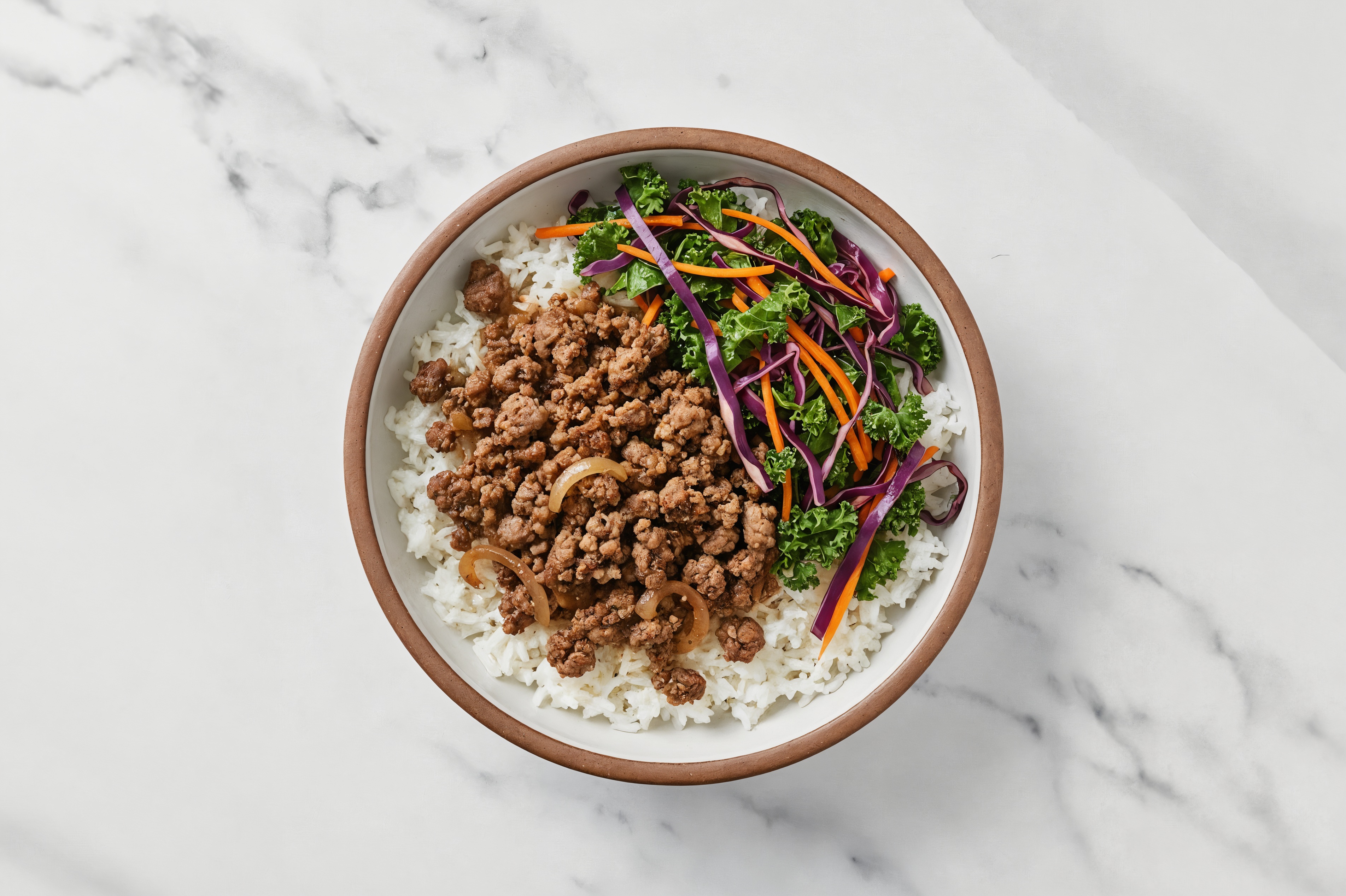  Ground Beef Patties + Rainbow Veggie Long Grain White Rice Bowl