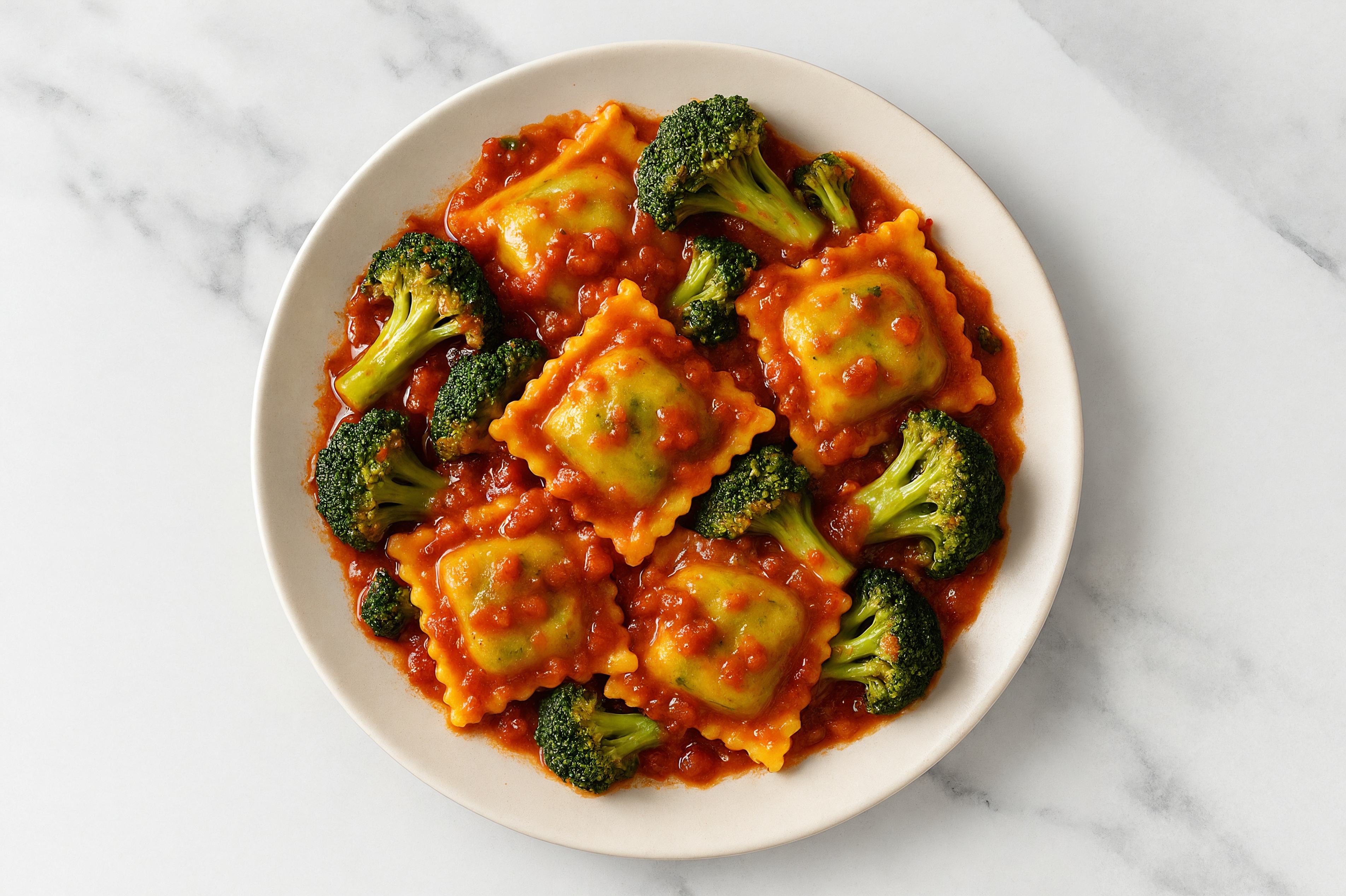 Saucy Marinara Ravioli + Broccoli
