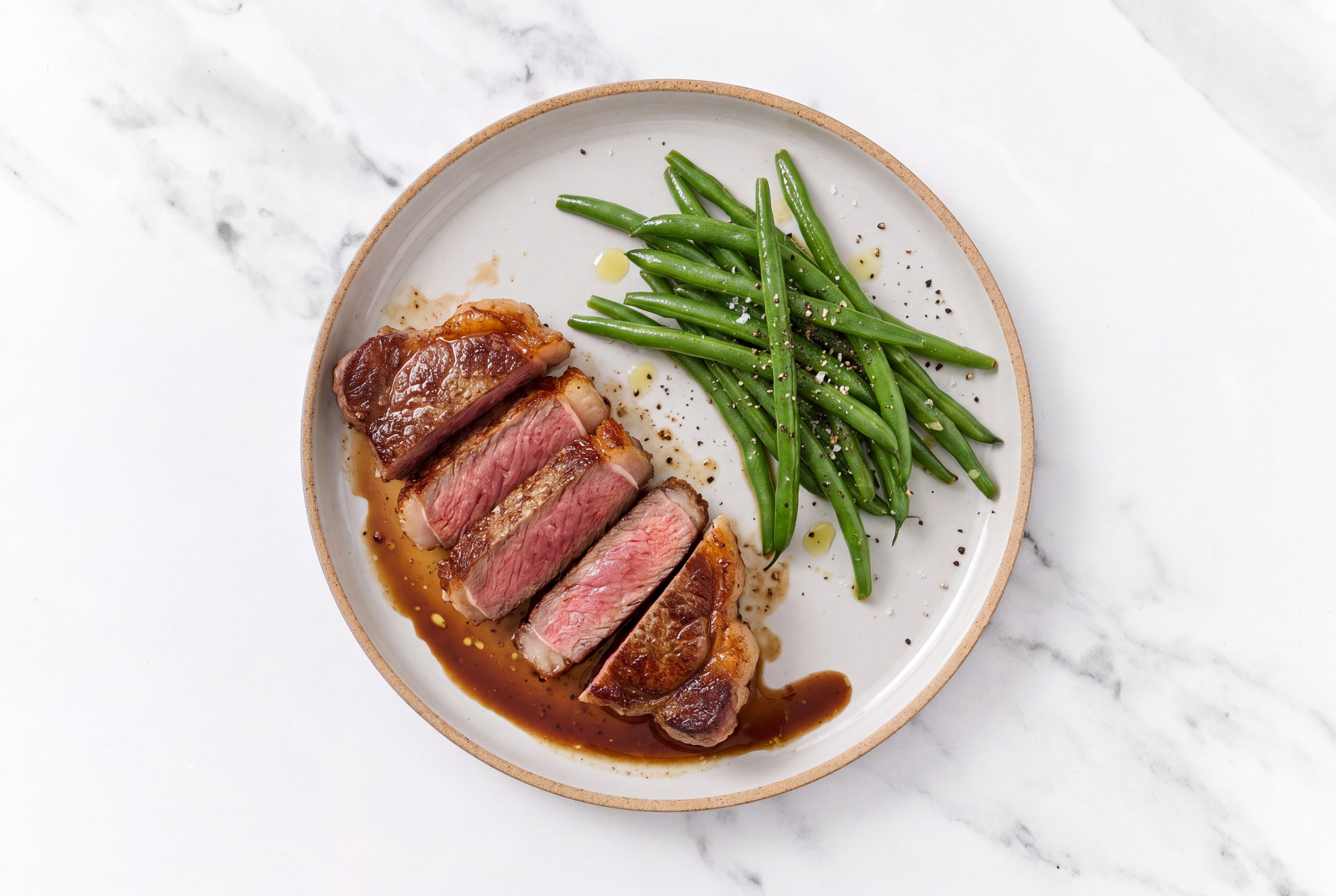 Seared Strip Steak + Green Beans