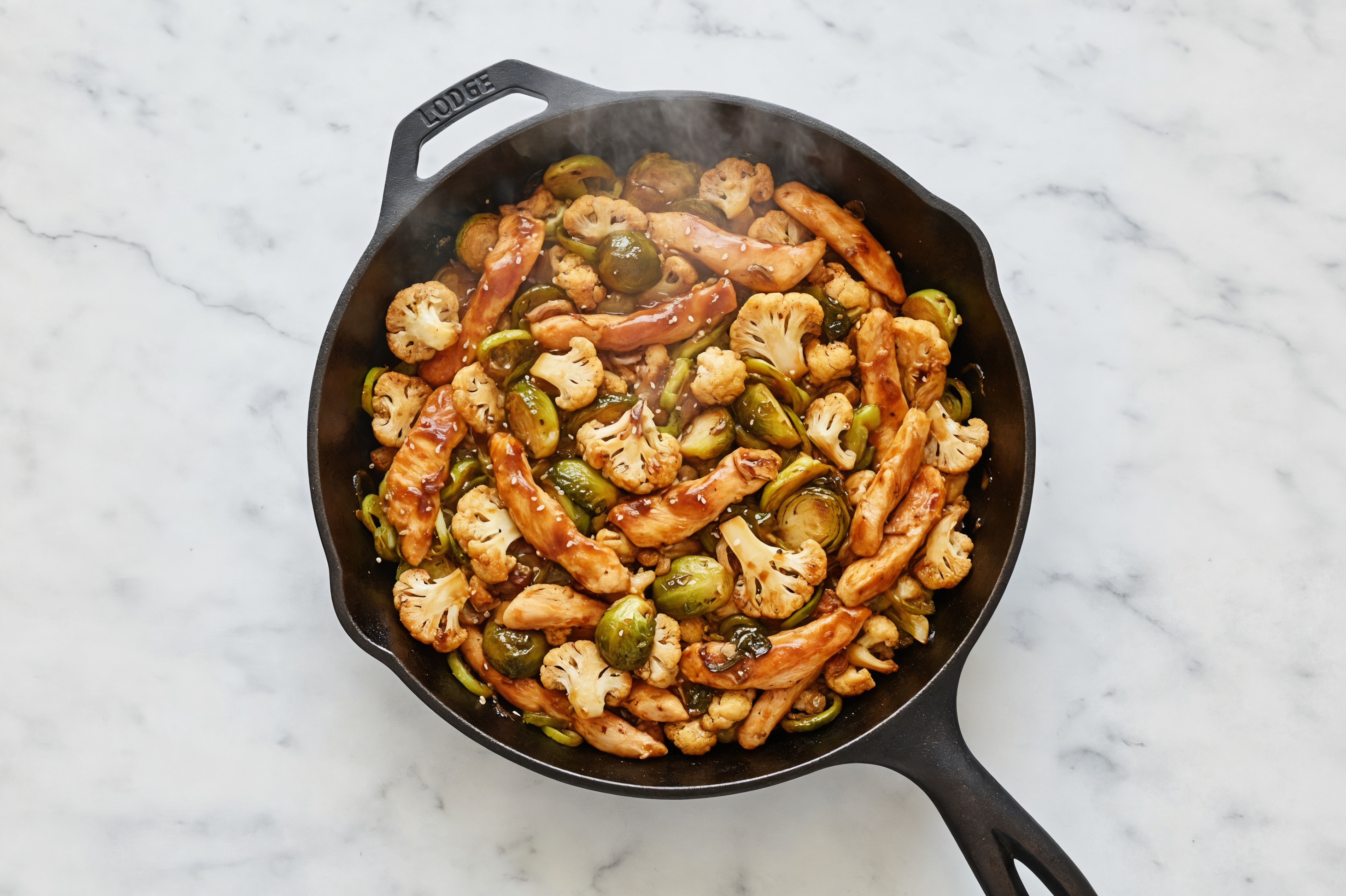 Teriyaki Chicken Stir-Fry with Cauliflower & Brussels
