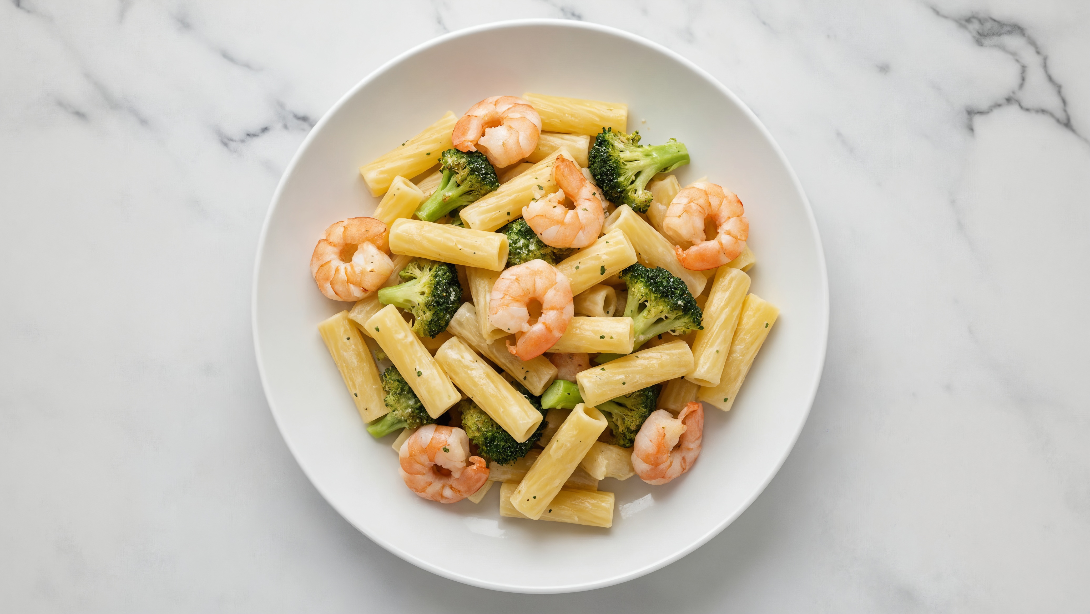 Creamy Garlic Shrimp + Organic Broccoli Pasta