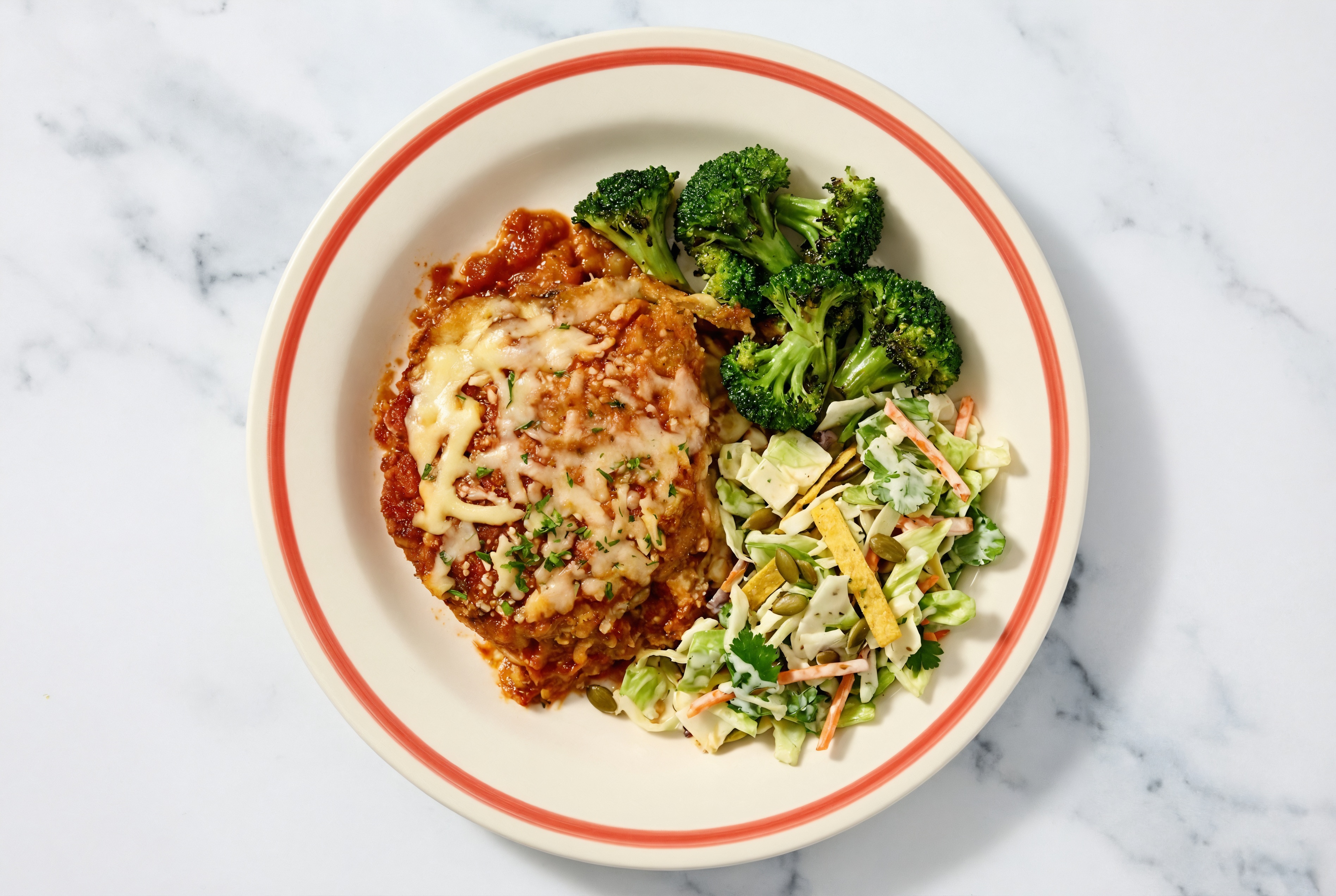 Eggplant Parmesan with Broccoli + Southwest Salad
