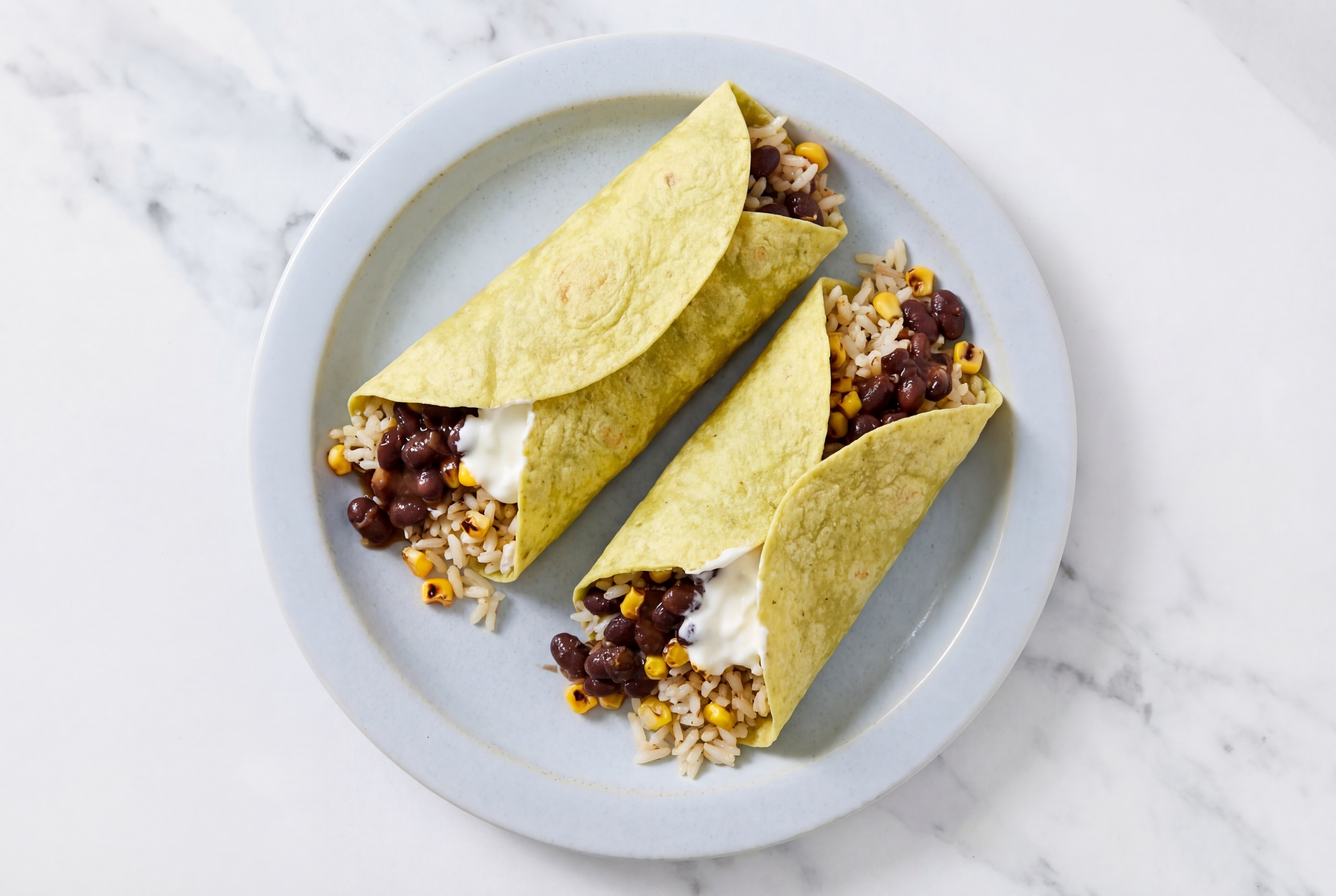 Herby Creamy Street Corn + Black Bean Wraps with Spinach Tortilla