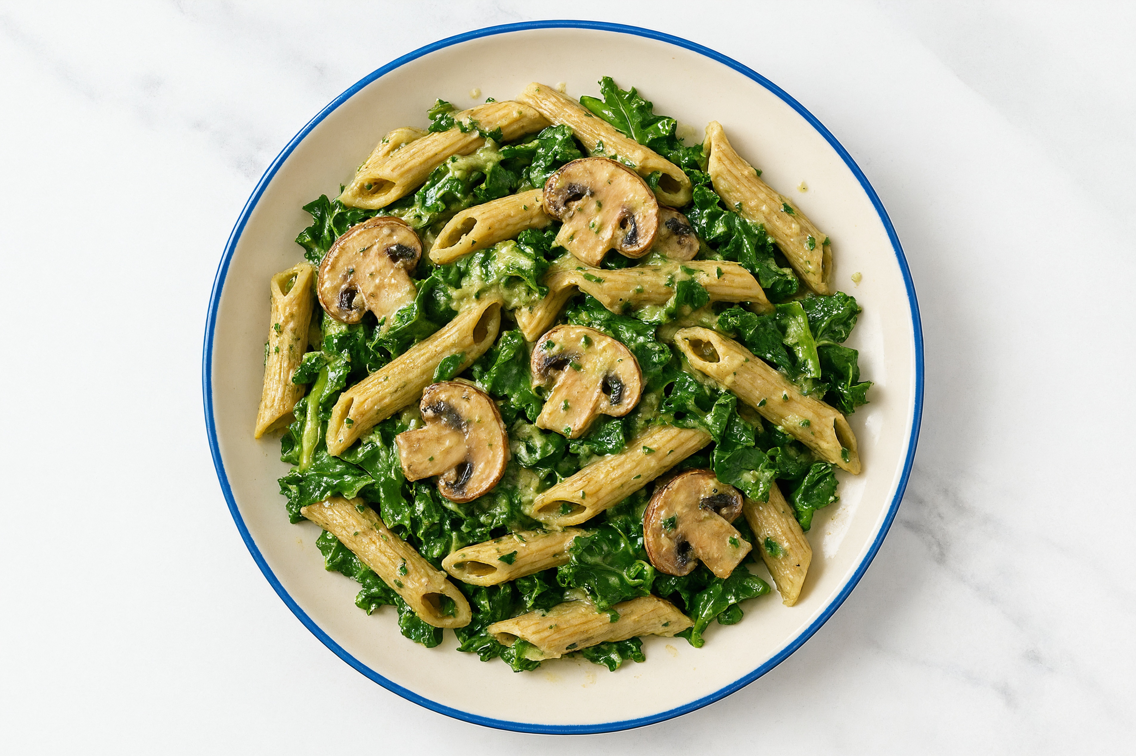 Creamy Mushroom + Greens Sourdough Penne Rigate