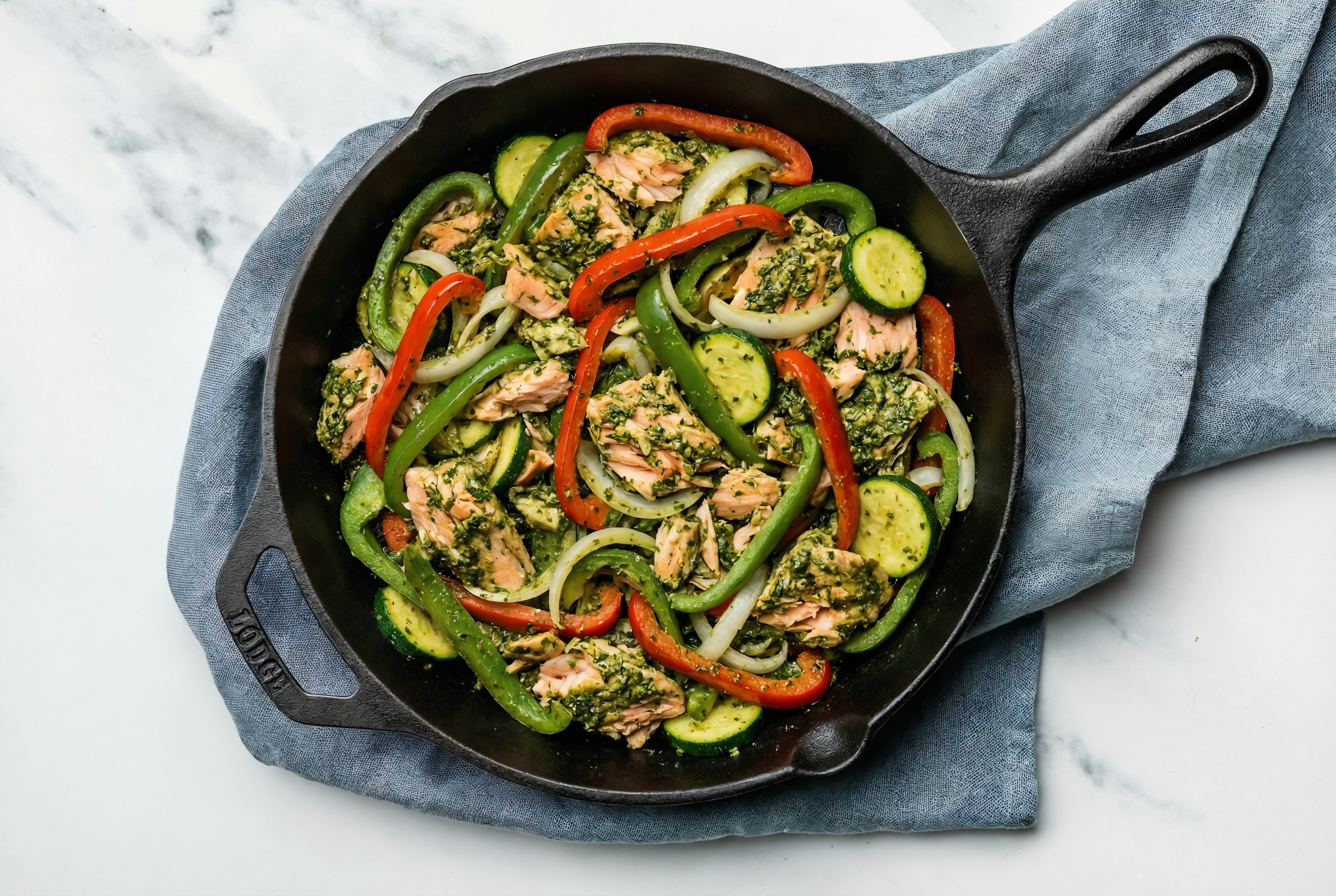 Kale Pesto Salmon + Mixed Veggies