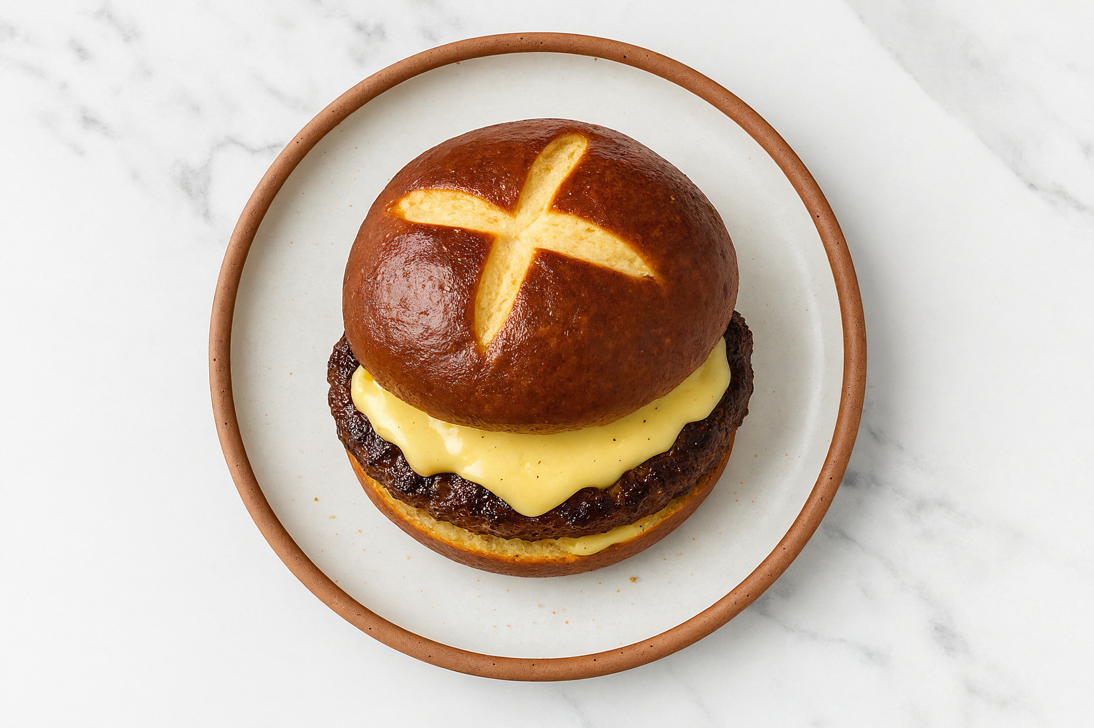 Wagyu Beef Havarti Burger with Honey Mustard Garlic Sauce