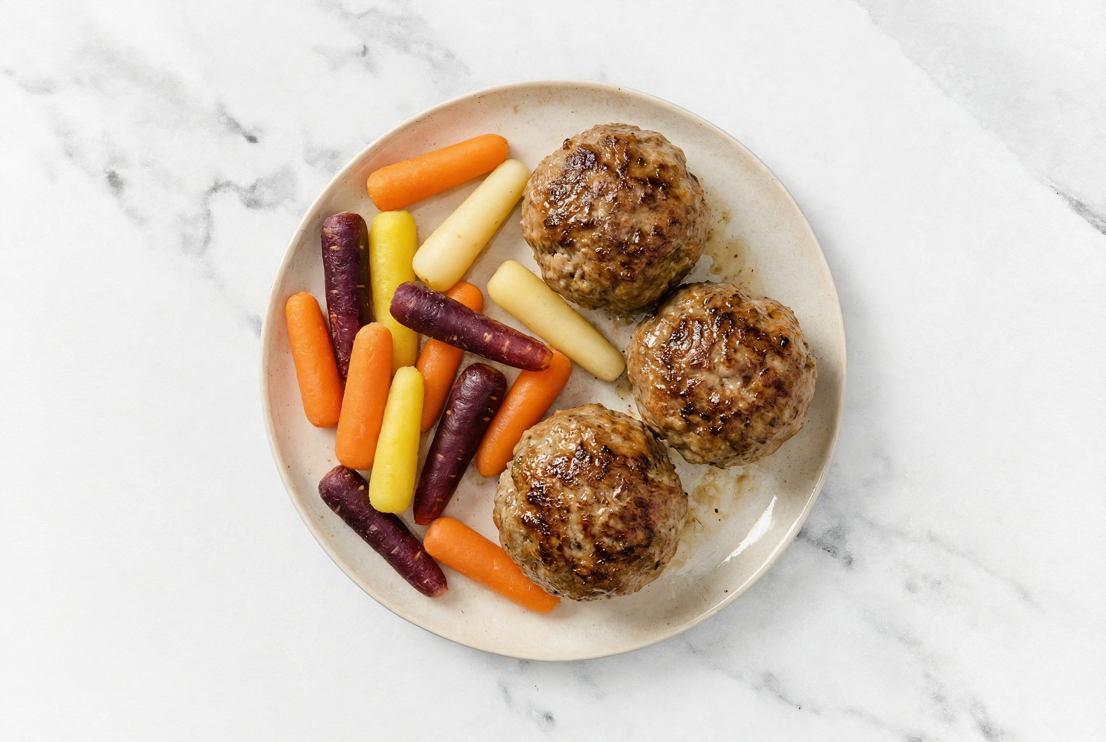 Simplest Beef Meatballs + Rainbow Baby Carrots