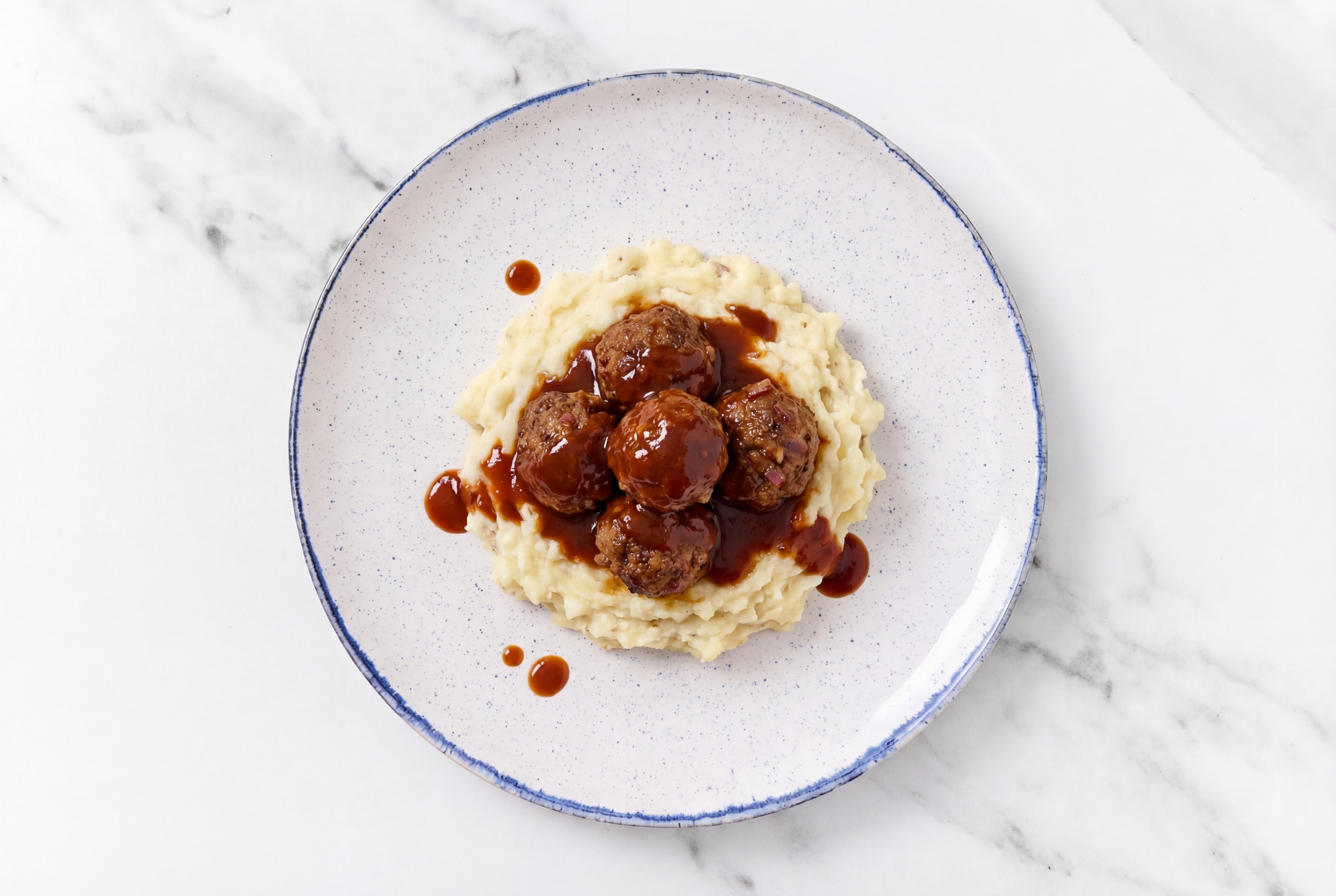 BBQ Mexican-Style Ground Beef Meatballs + Sour Cream Mashed Potatoes