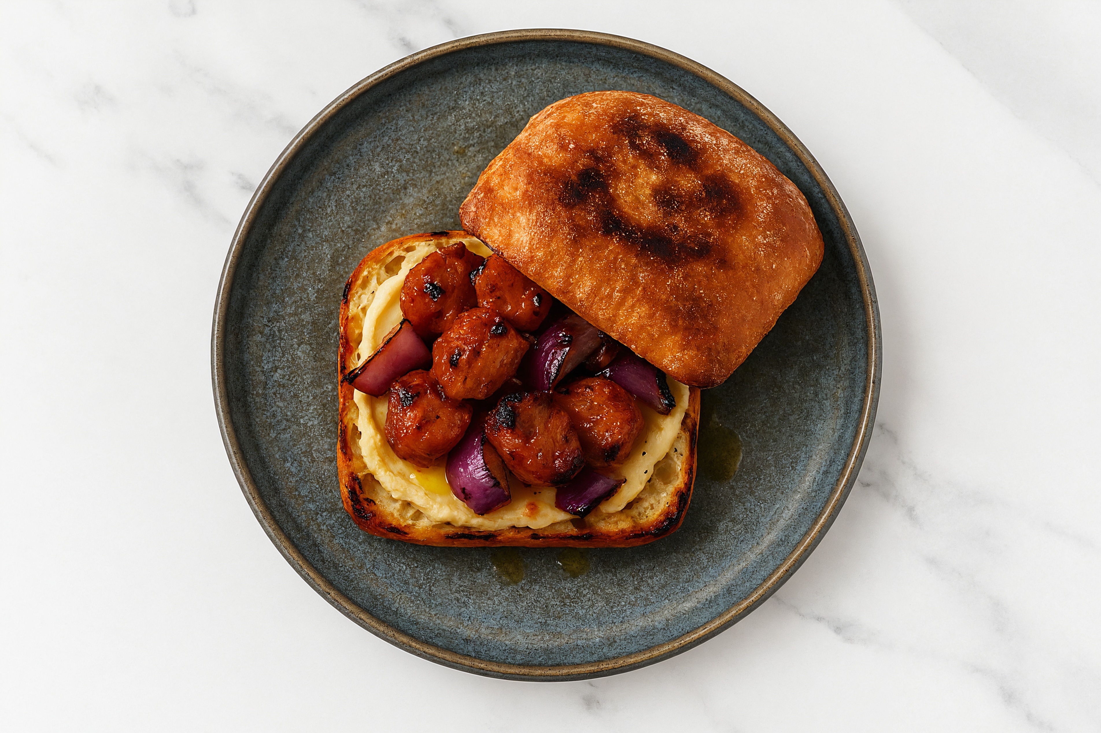 Grilled Hot Sausage Olive Oil Sea Salt Hummus Toast