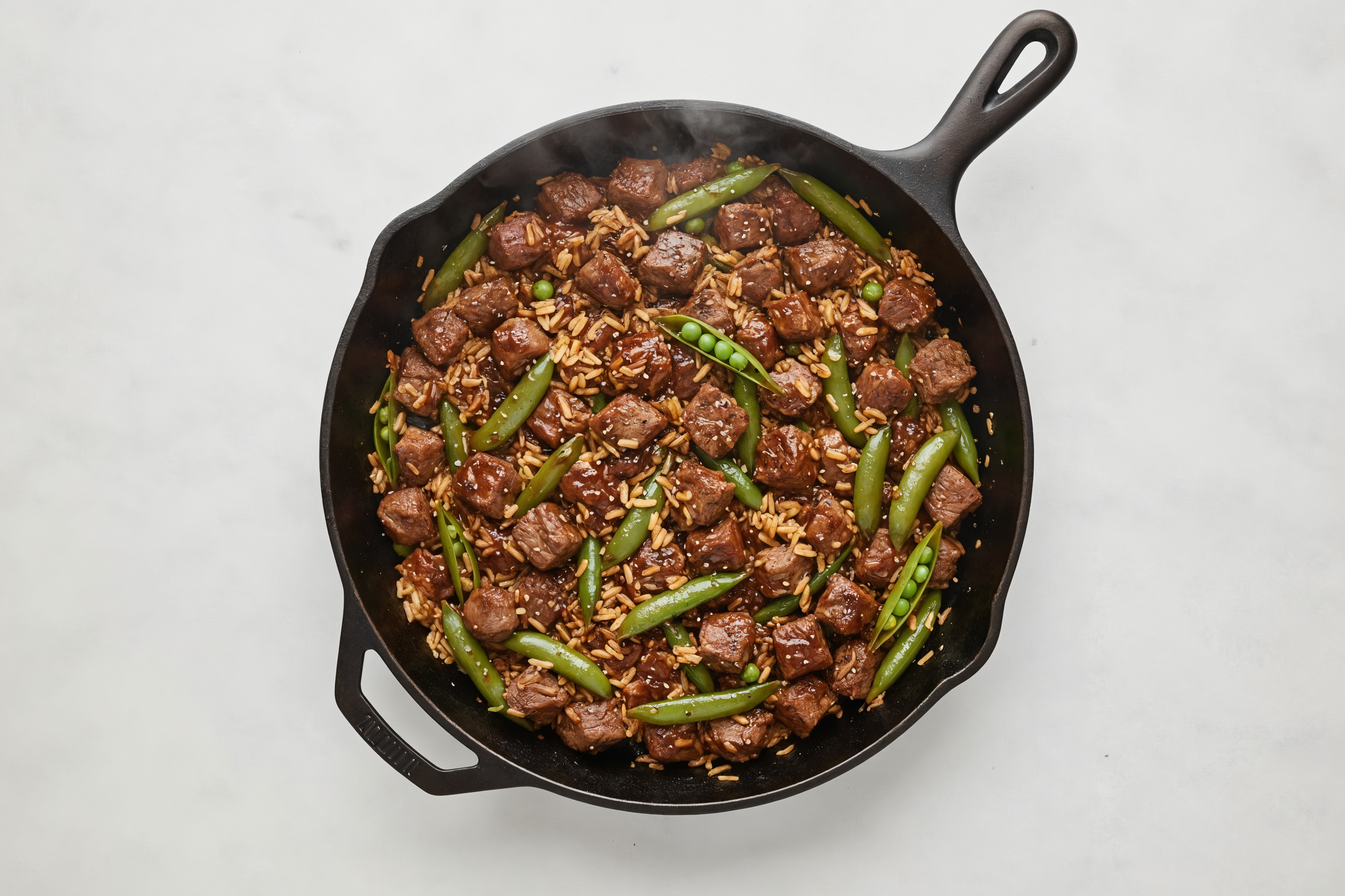 Japanese Bbq Pea Snap + Bison Stir-Fry with Long Grain White Rice