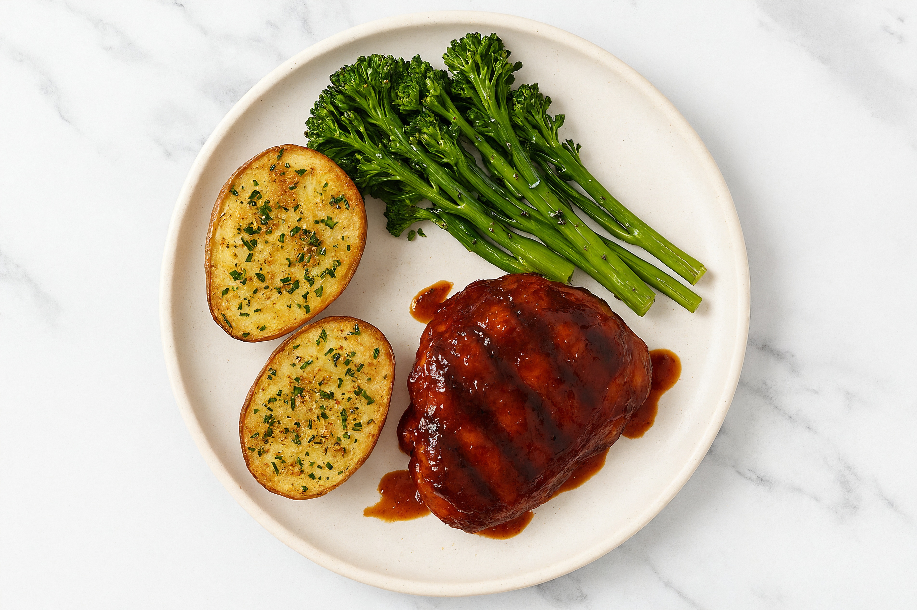 Grilled BBQ Chicken Thigh + Grilled Garlic Potatoes with Original BBQ Sauce