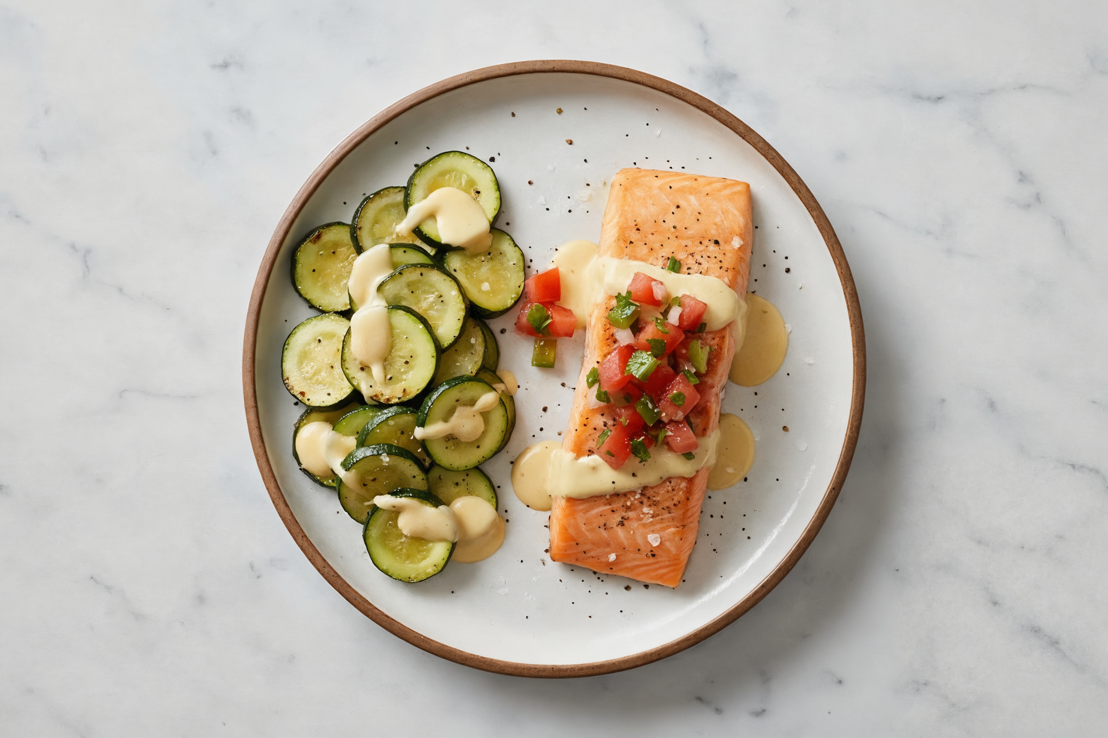 Salmon Zucchini Queso Bake
