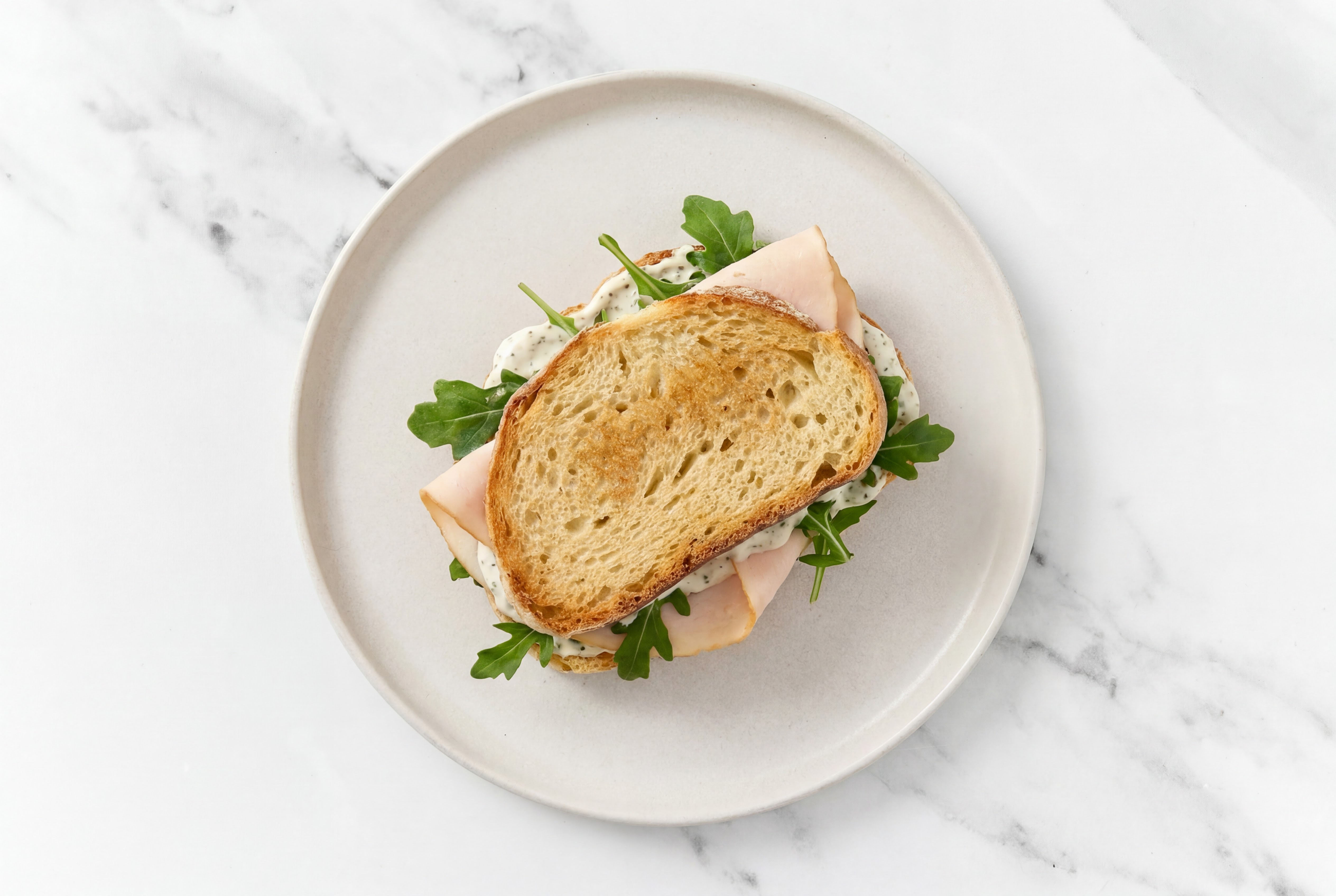 Honey Roasted Turkey Breast Sliced + Arugula Sandwich with Vegan Ranch