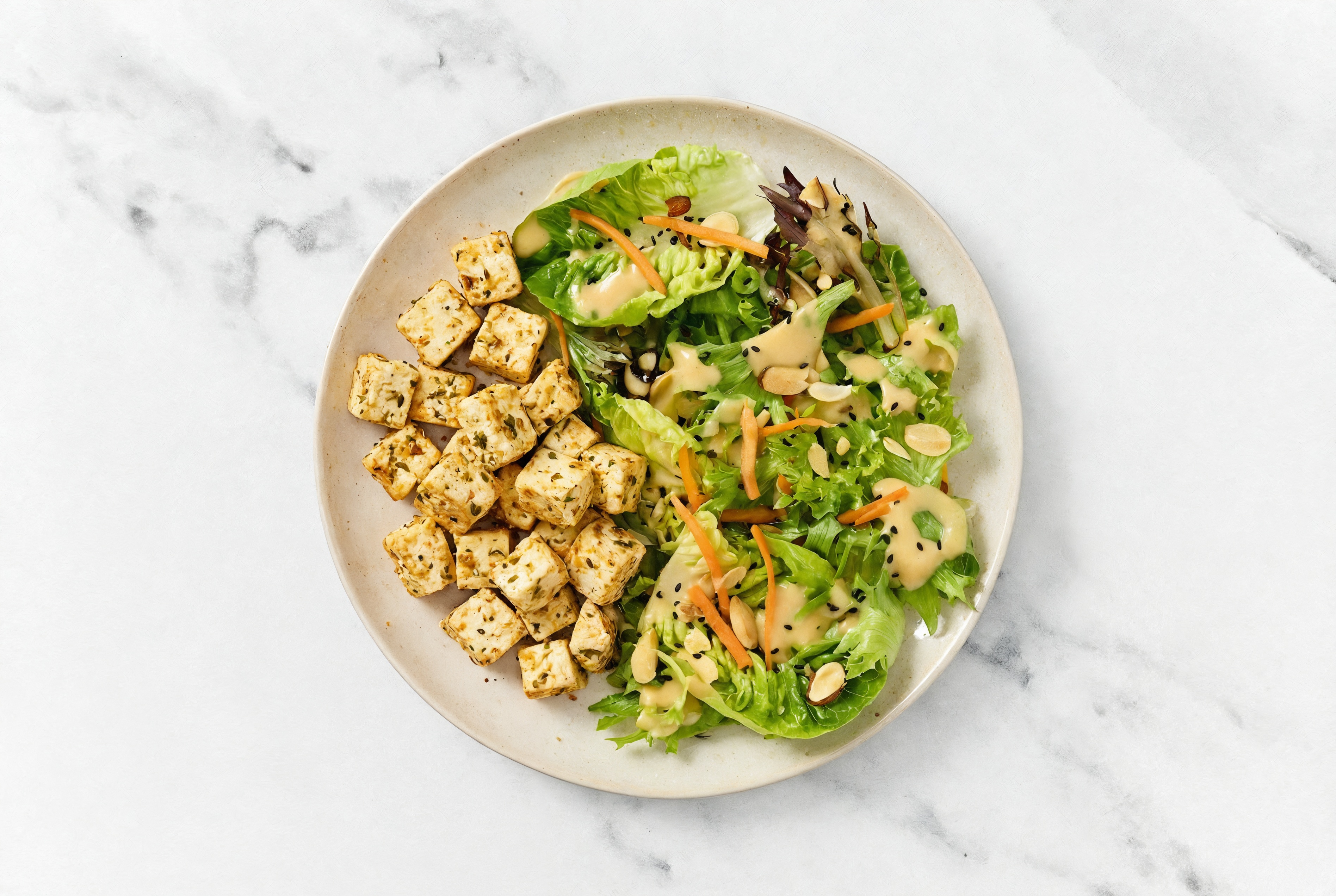 Savory Spiced Tofu Bite & Little Gem Salad