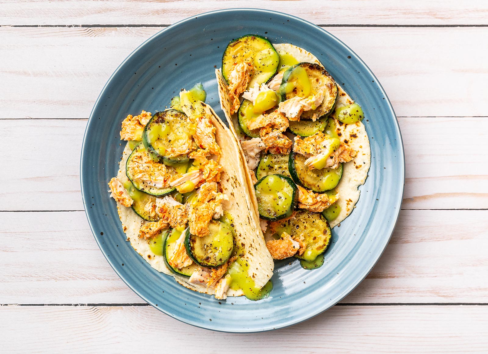 Avocado Chile Chicken + Zucchini Tacos
