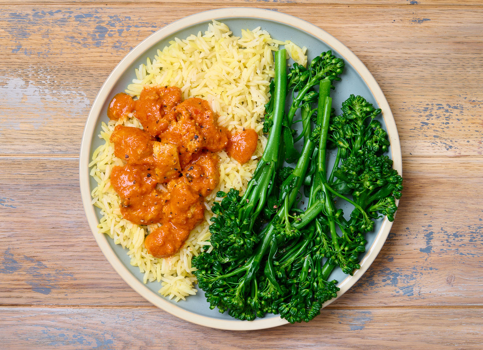 Chicken Tikka Masala + Rice with Baby Broccoli