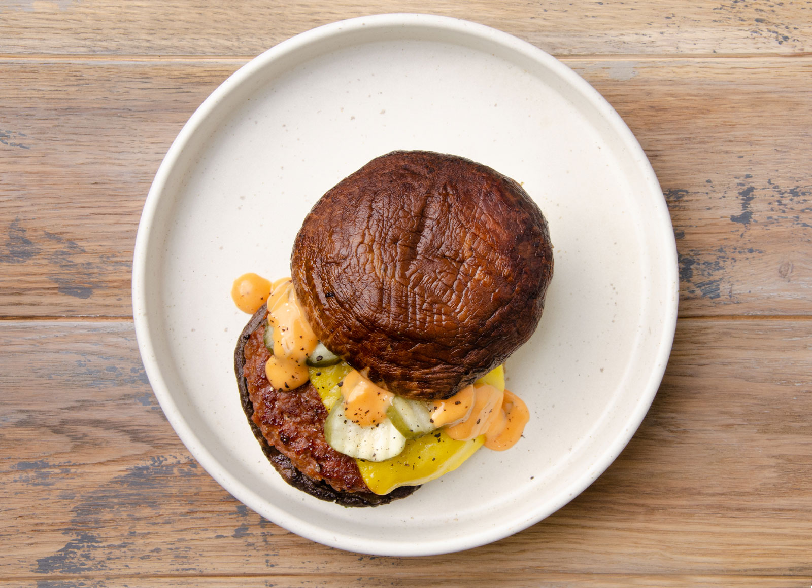 Cheezy Beyond Burger on Portabella "Bun"