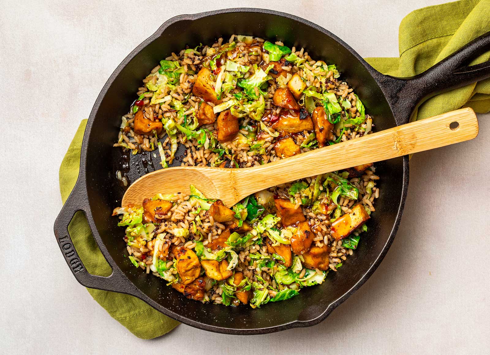 Gingery Lemongrass Tofu + Brussels Fried Rice