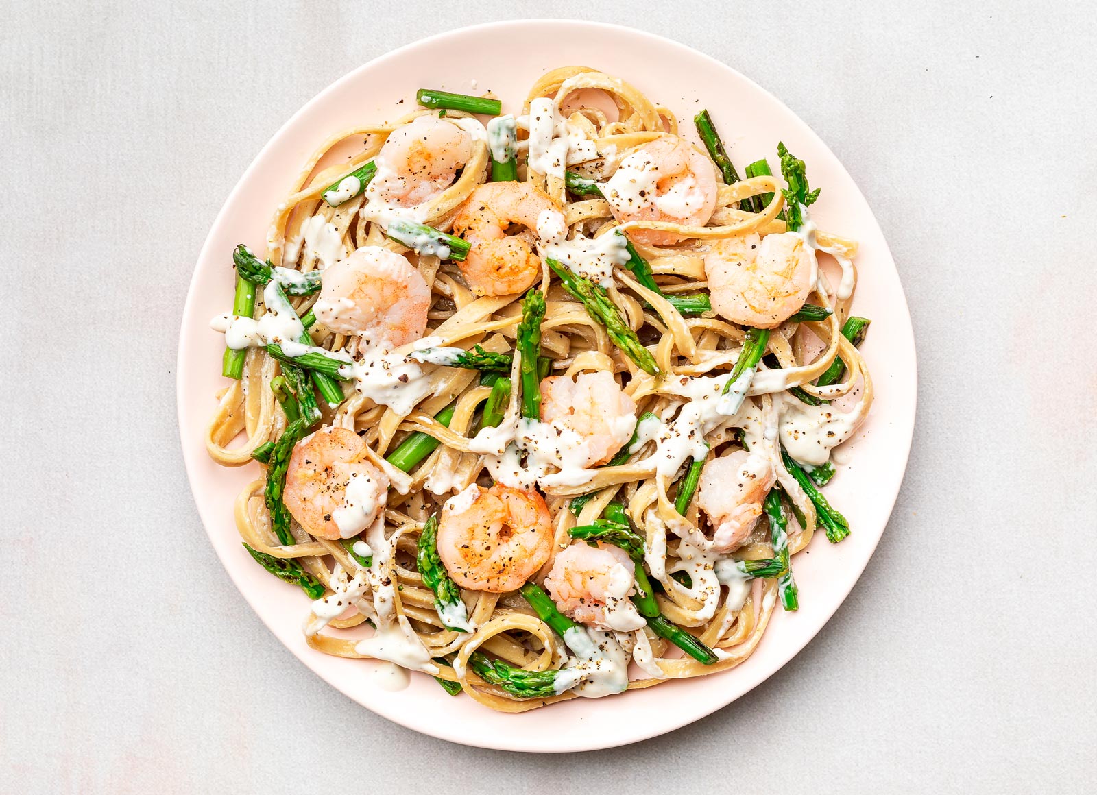 Gulf Shrimp + Asparagus Alfredo Linguine