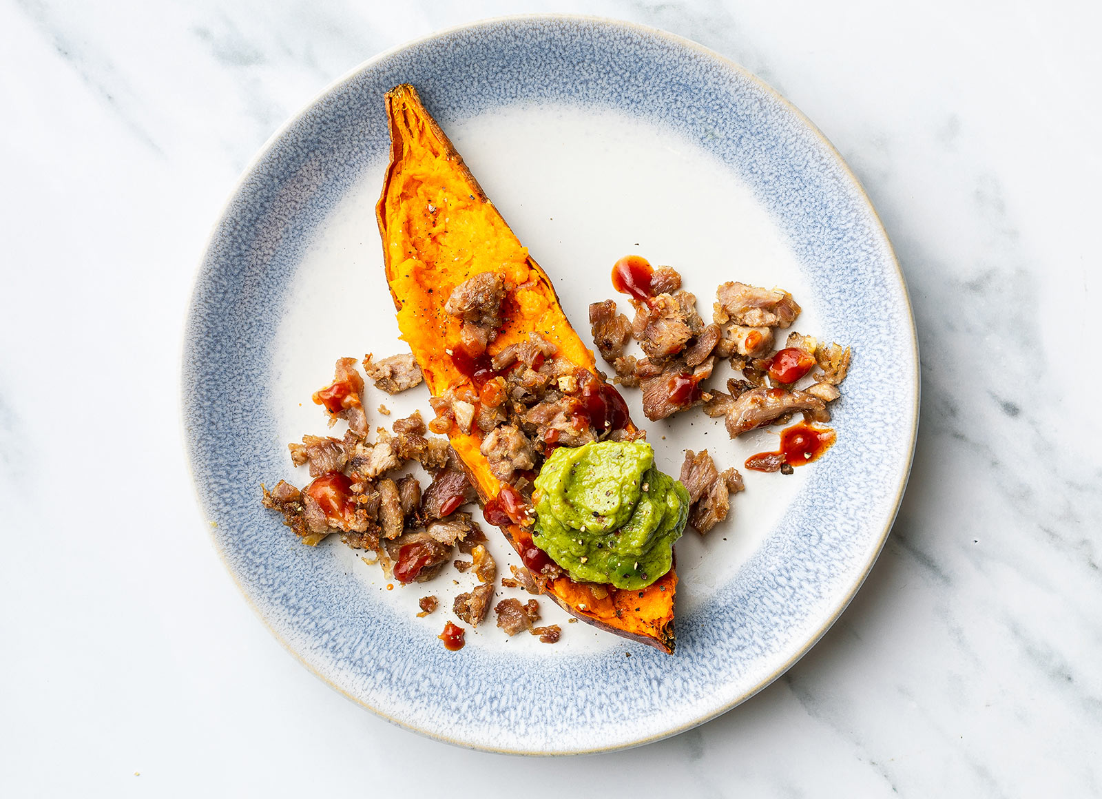 BBQ Pork Stuffed Sweet Potato Boats with Original BBQ