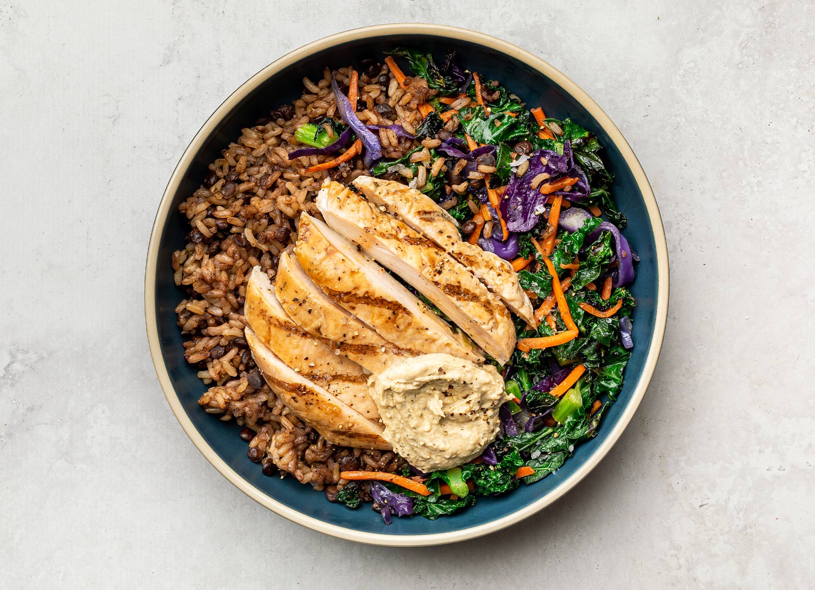  Lemon Garlic Hummus + Seasoned Grilled Chicken Breast Rainbow Bowl
