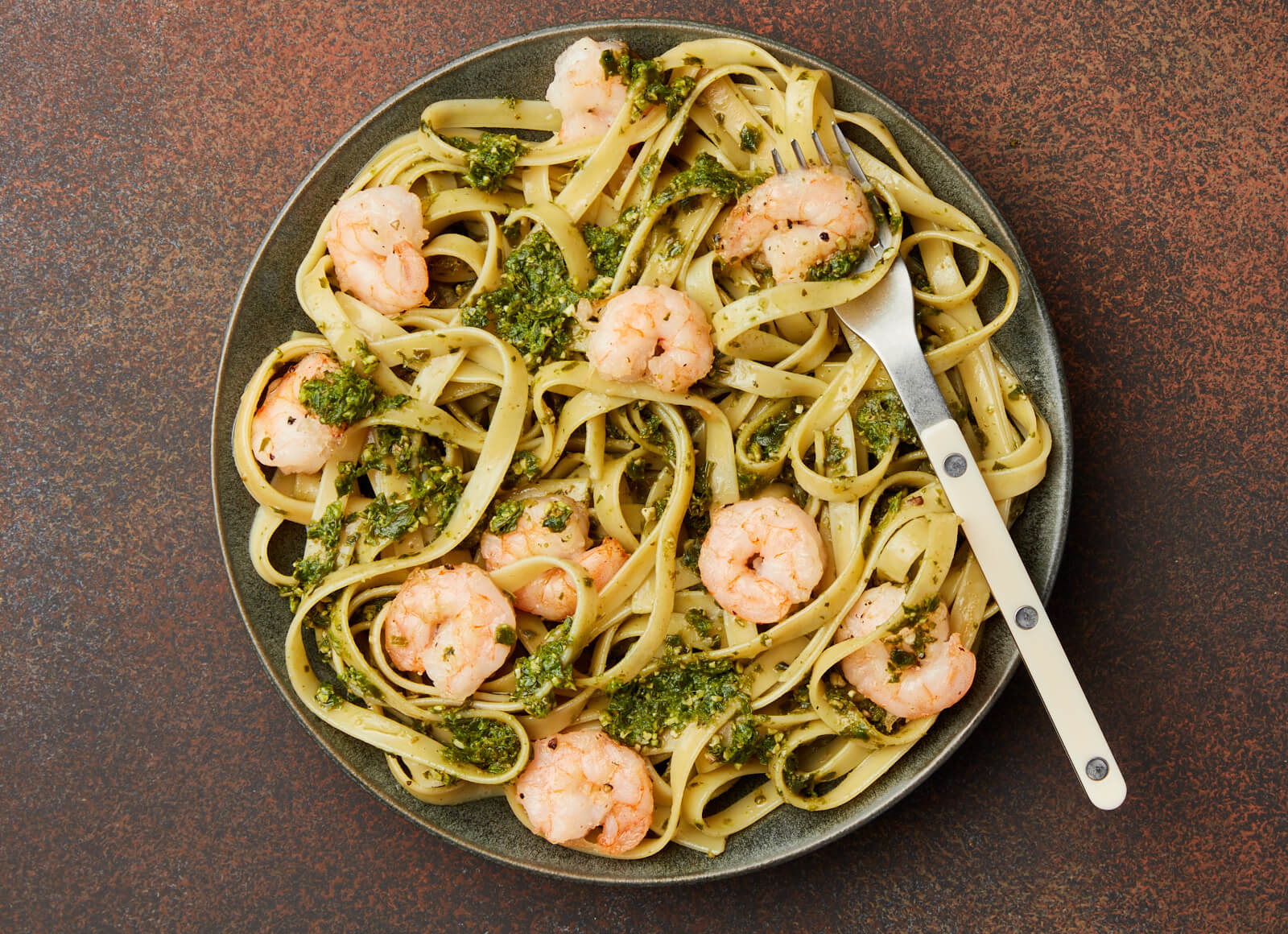 Pesto Gulf Shrimp Linguine