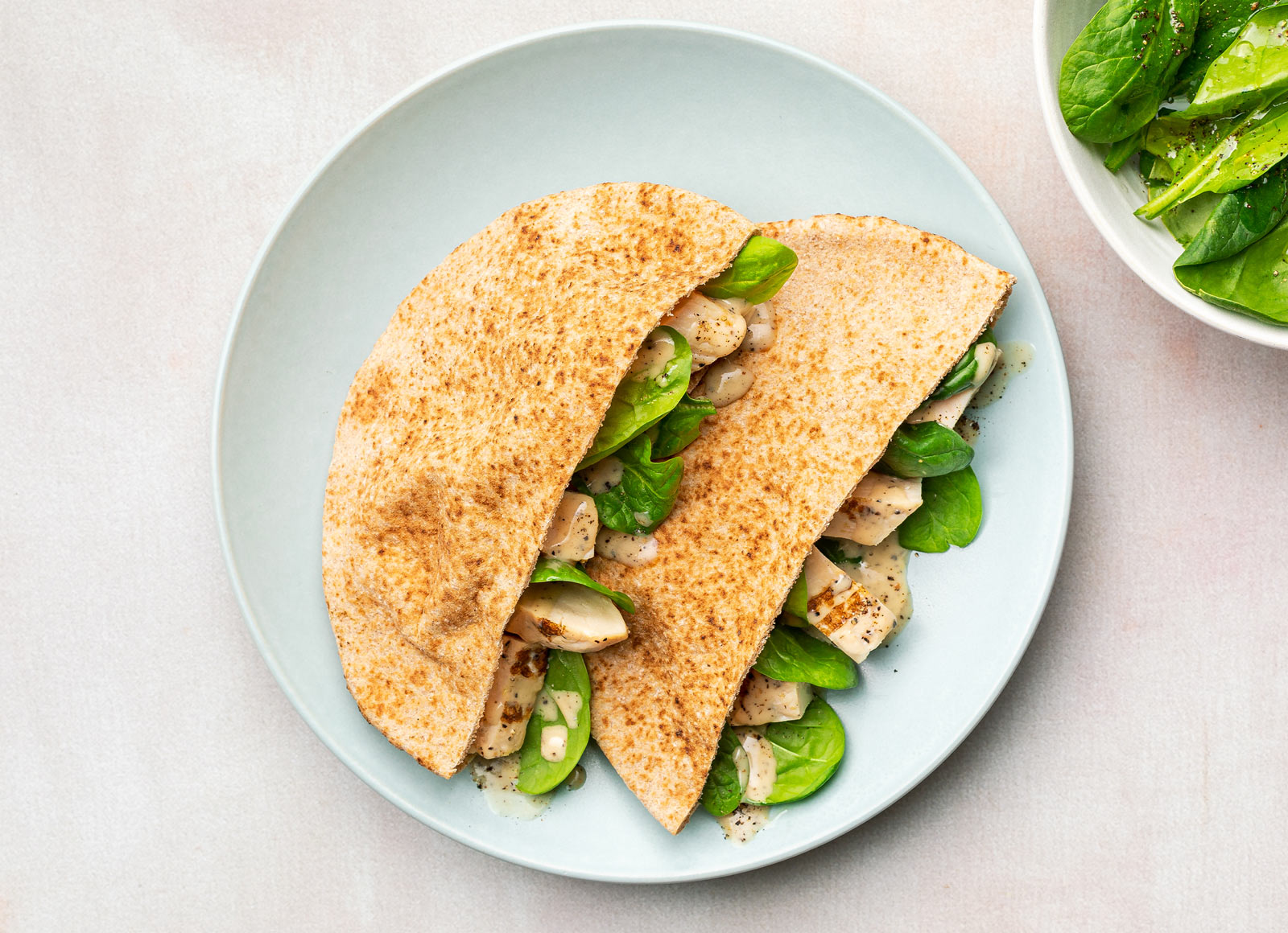 Seasoned Grilled Chicken Breast Caesar Whole Grain Pita Pockets Sandwich