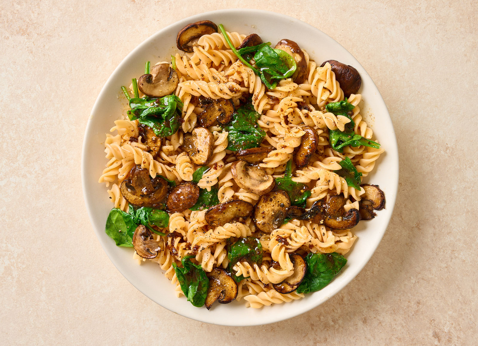 Fusilli with Brown Melt Organic Cold-Pressed Plant Butter + Mushrooms