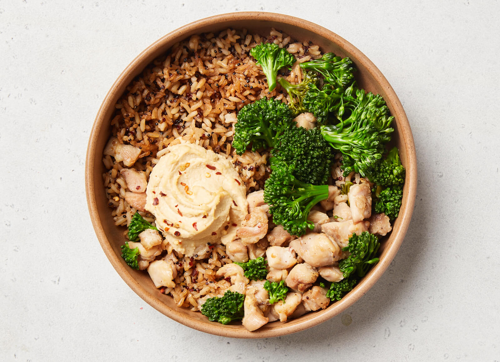 Mediterranean Chicken Over Rice with Lemon Garlic Hummus