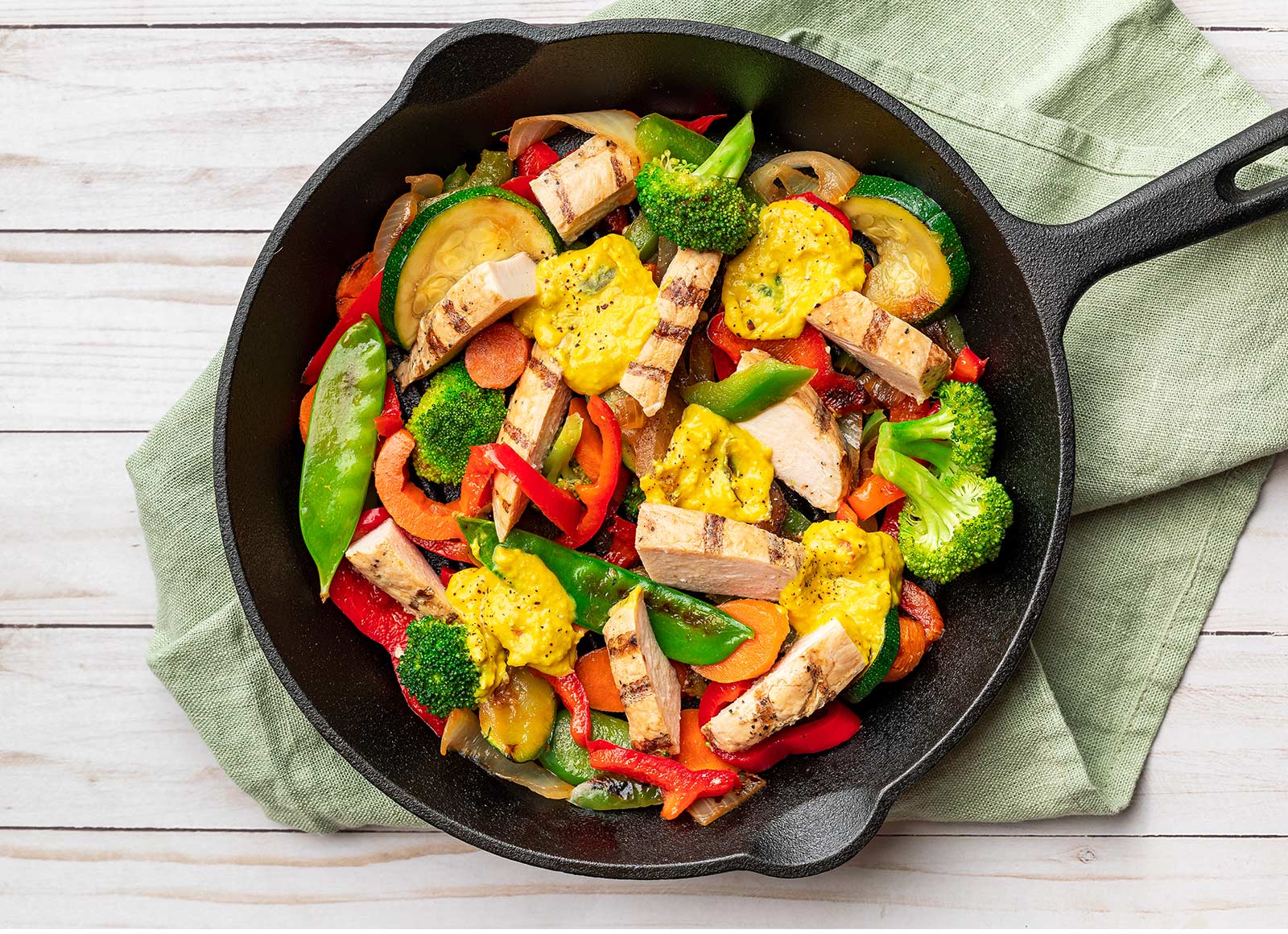 Coconut Curry Seasoned Grilled Chicken Breast + 7-Veggie Stir-Fry