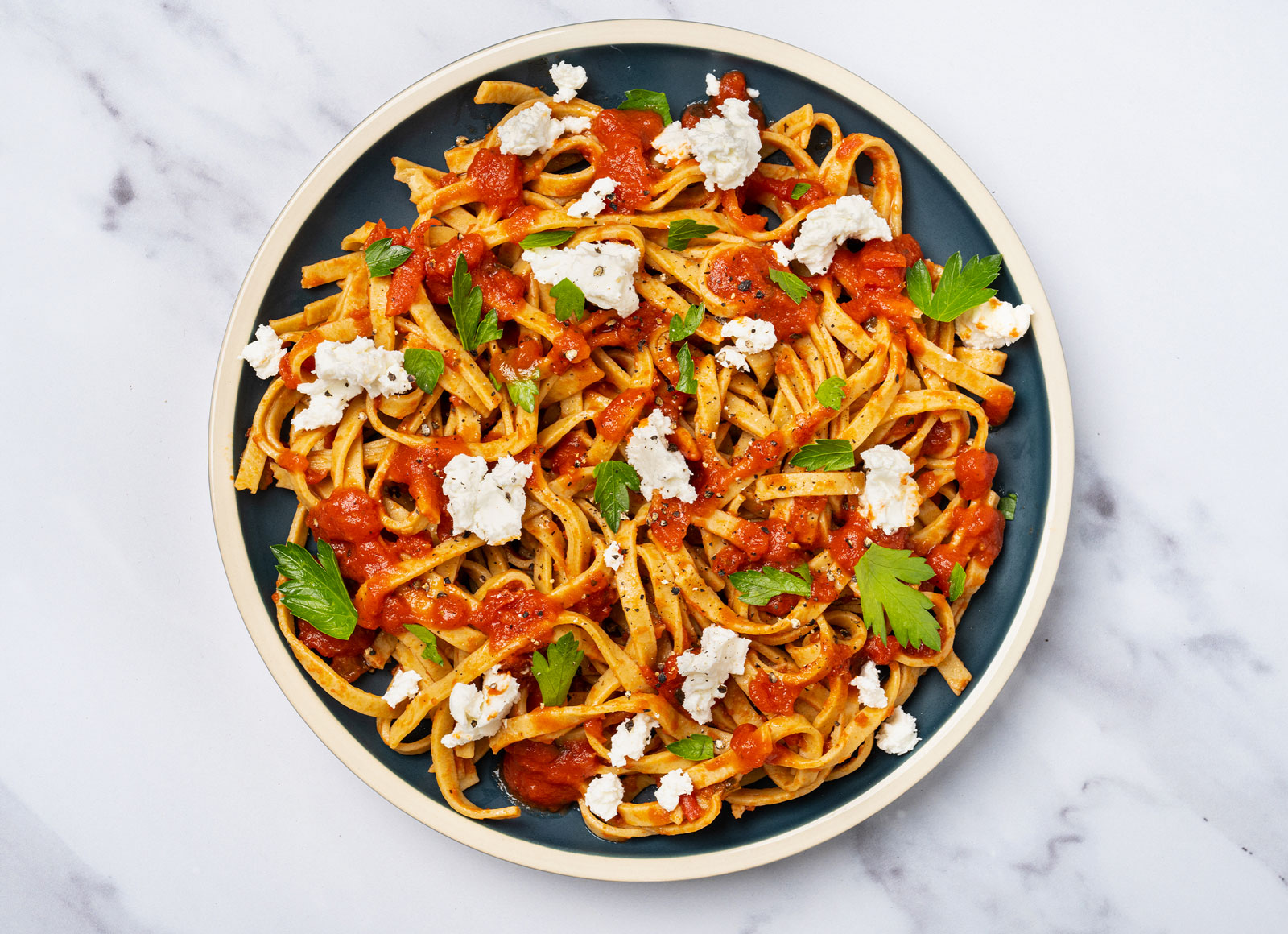 Linguine with Marinara + Creamy Original Sheep Cheese