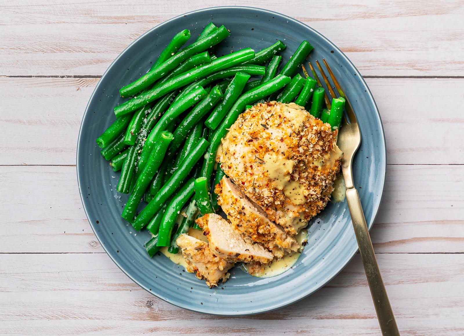Honey Mustard Crusted Chicken Breast + Green Beans